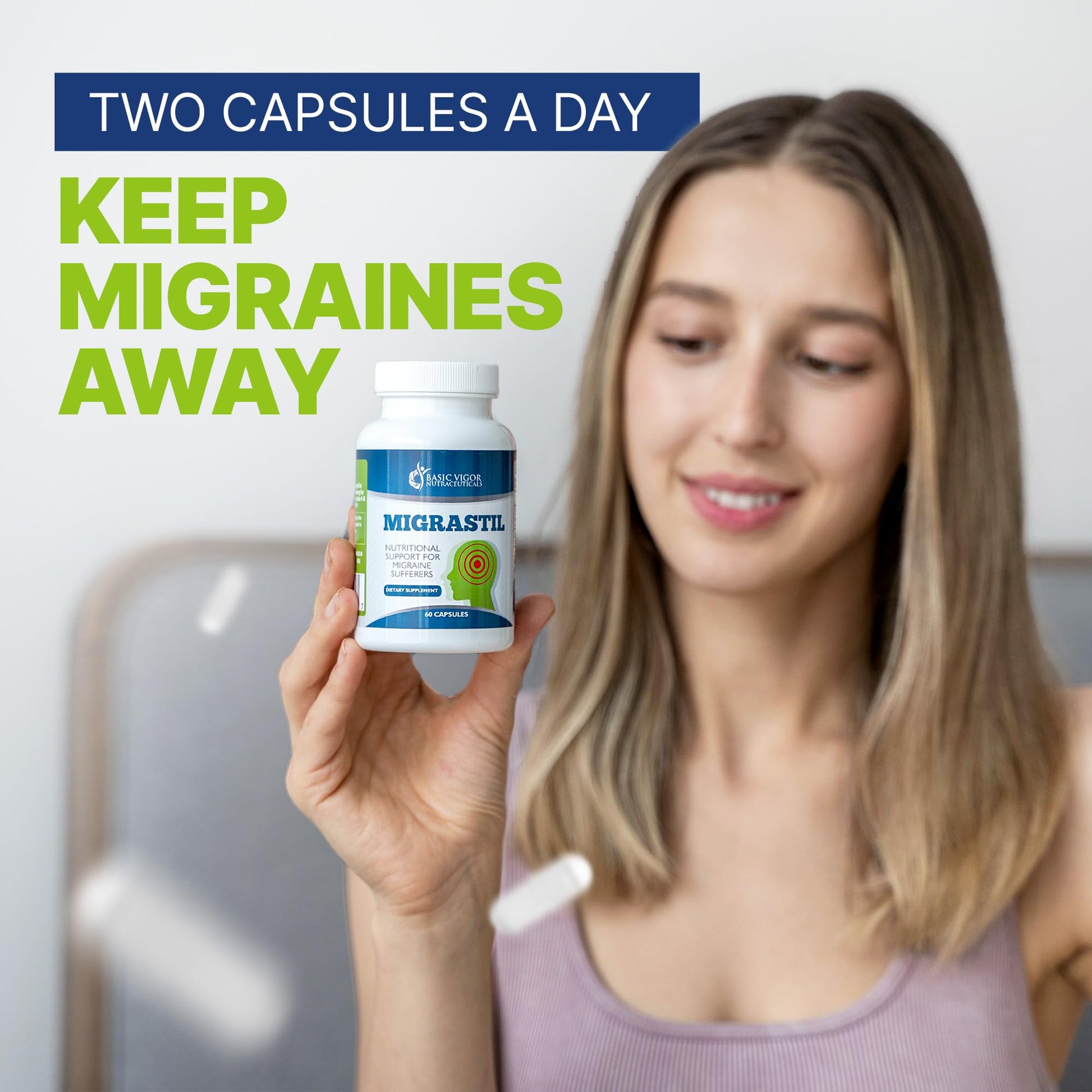 Basic Vigor Migrastil Migraine Support Capsules. Feverfew, Magnesium, Taurine & Vitamin B1 for Migraines Natural Supplement. Made in The USA. Vegan and Gluten Free. Basic Vigor buy supplements canada
