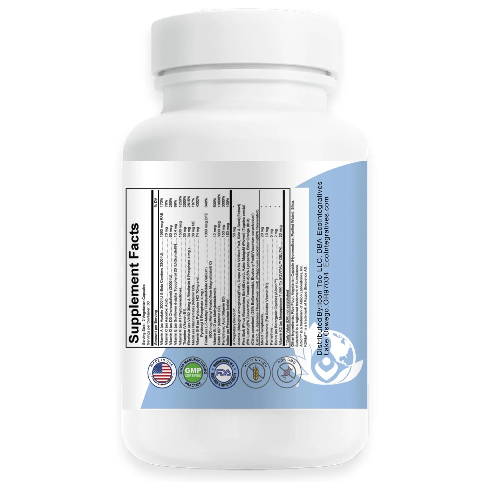 EcoIntegratives Active Multivitamin | ADK, Methyl B Complex, Antioxidants | Quatrefolic Folate, Methyl B12, P5P, Vitamin D3, K1/K2 | EcoIntegratives buy supplements canada