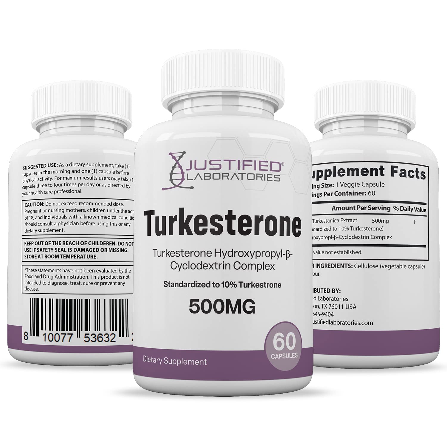 Justified Laboratories (5 Pack Turkesterone 500mg 10% Standardized Naturally Increase Justified Laboratories buy supplements canada