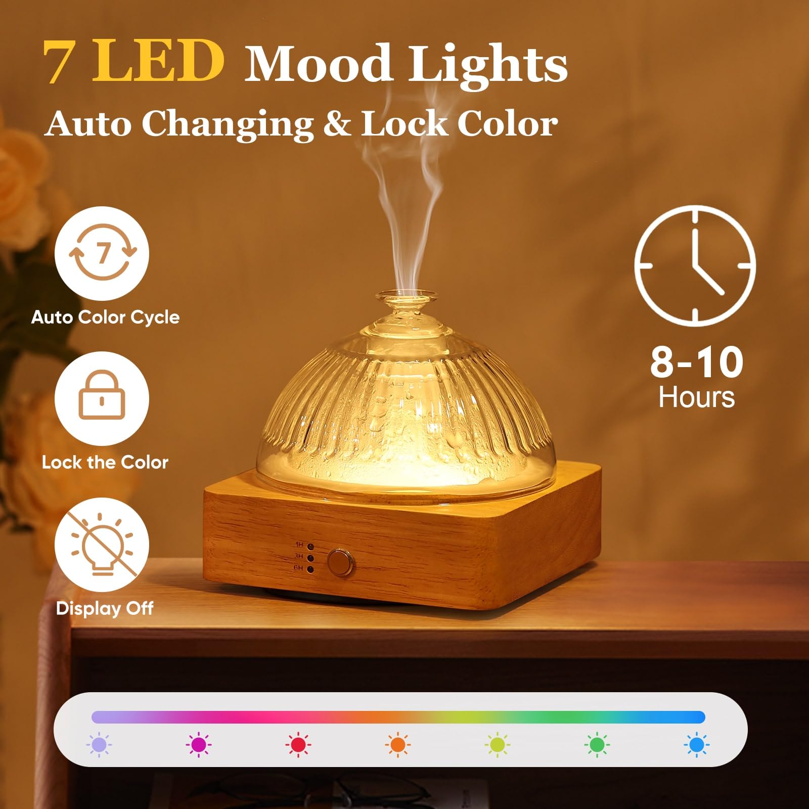 Lecdura Glass Essential Oil Diffuser with Glass Reservoir & Wood Base - Plastic Free, 200ml Lock Lecdura buy supplements canada