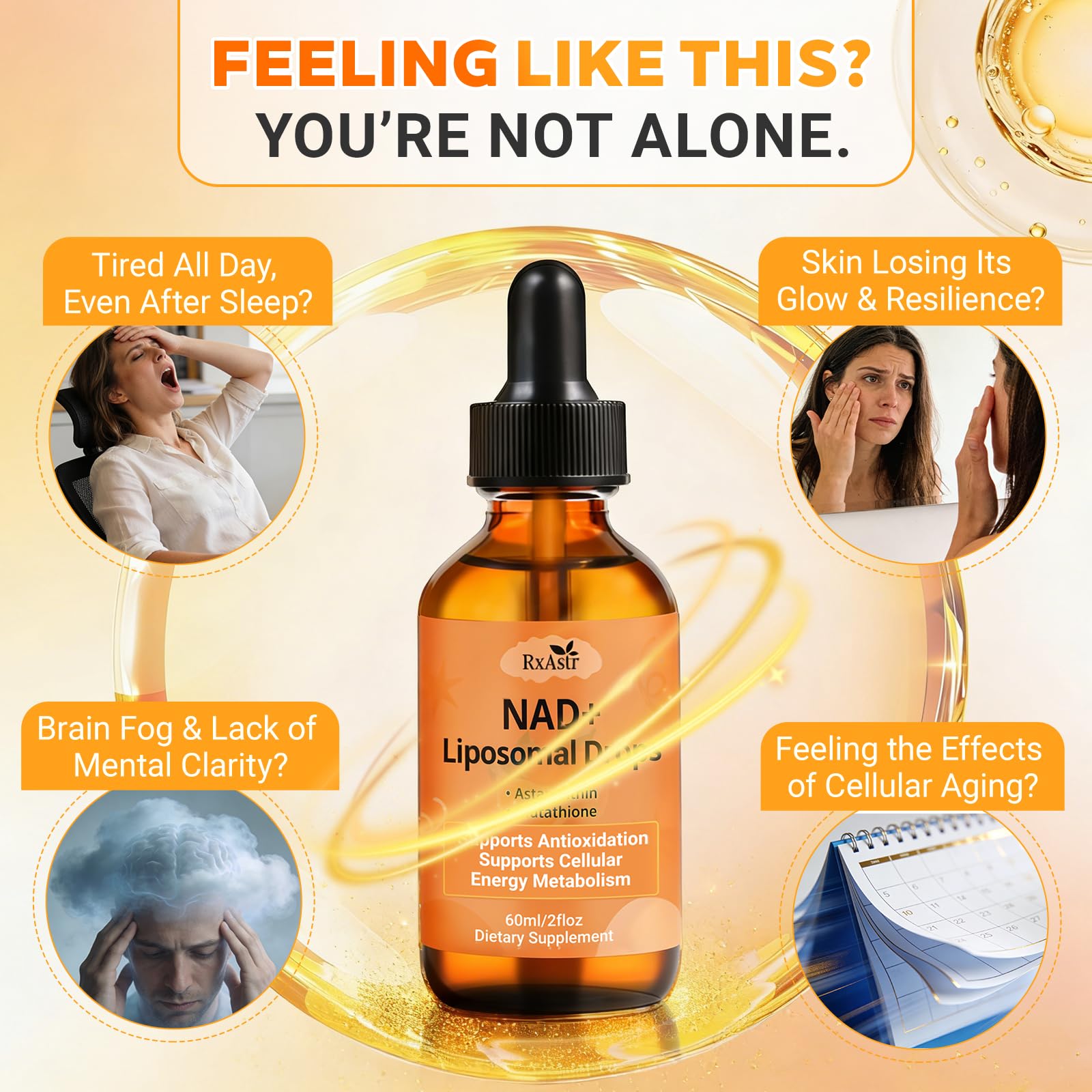 NAD+ Liposomal Drops with Astaxanthin & Glutathione, 600mg NR for Cellular Energy, Antioxidant Defense, Skin & Cognitive Support for Men & Women, Natural Citrus Flavor, Vegan, GMP Certified, 60ml RxAstr buy supplements canada