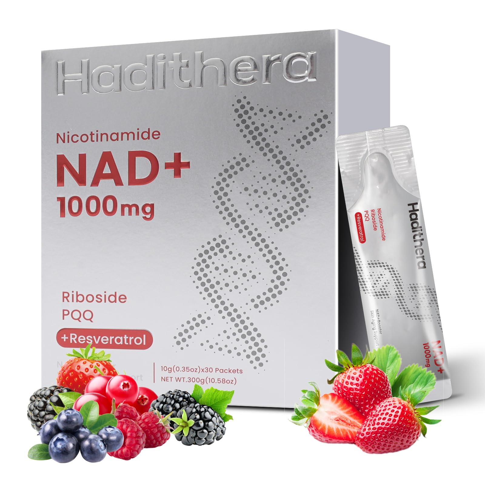 Haditheran NAD Supplement 1000mg Synergistic Blend with Nicotinamide Riboside, PQQ & Resveratrol - Premium Anti-Aging Supplement for Cellular Energy, Mental Clarity and Longevity (30 Packets) Haditheran buy supplements canada