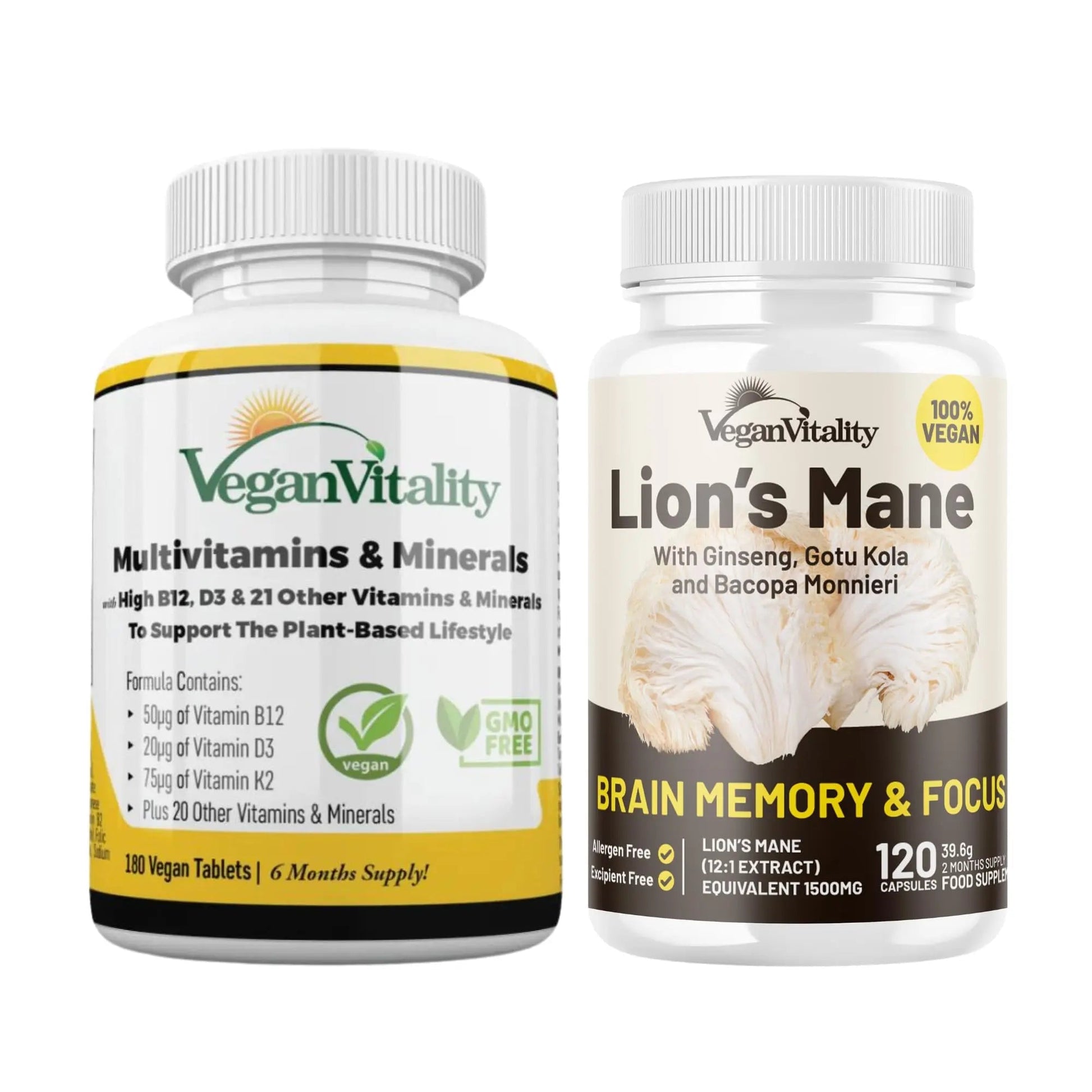 Vegan Vitality Lion's Mane x General Health Combo Bundle - 6 Months Lion's Mane and Multivitamins Vegan Vitality buy supplements canada