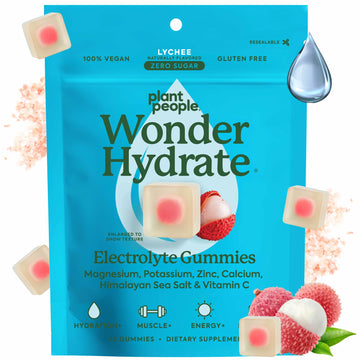 Plant People WonderHydrate Electrolyte Gummies – Vegan Hydration Supplement with Magnesium, Potassium, Zinc, Vitamin C & Himalayan Sea Salt – Zero Sugar Lychee (42 Count) Plant People buy supplements canada