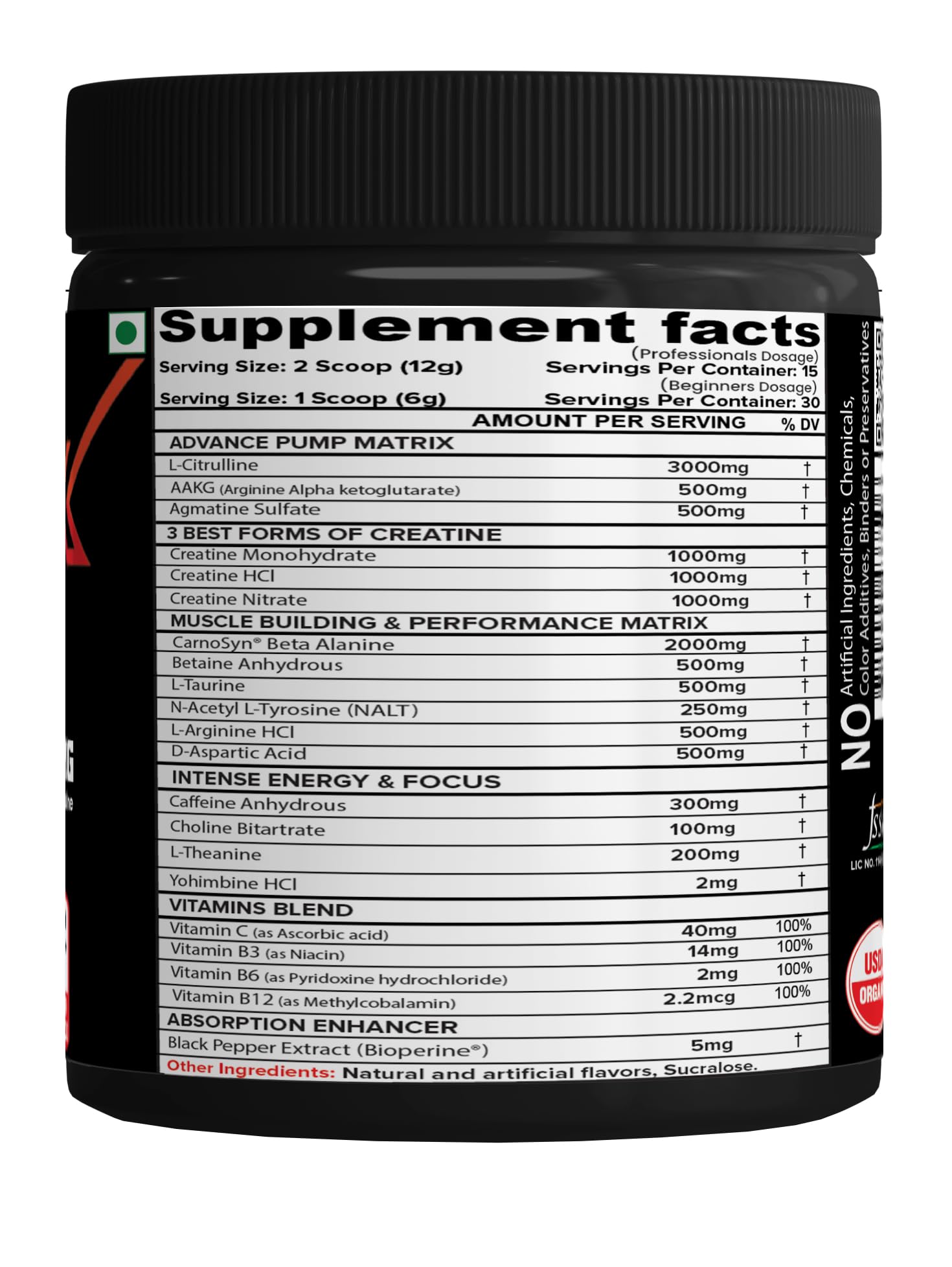NutriJa Weapon-X Pre-Workout Powder with 21 Active Ingredients - 3 Best Forms of Creatine NutriJa buy supplements canada