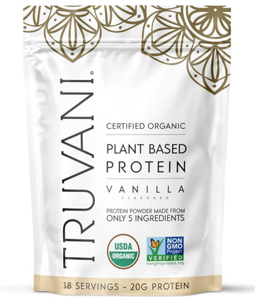 Truvani Organic Plant Based Protein Powder | Vanilla | 20g Pea Protein | 18 Servings | Vegan & Keto | Gluten & Dairy Free | Low Carb | No Added Sugar Truvani buy supplements canada