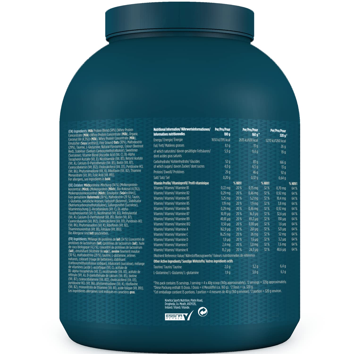 Kinetica OatGain Weight Gainer 600+ Calories & 47g Protein per Serving, 2.4 kg Kinetica buy supplements canada