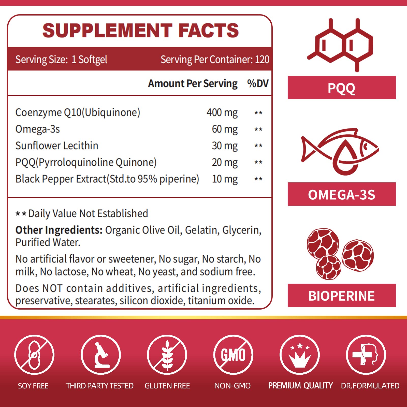 CoQ10-400mg-Softgels with PQQ, BioPerine & Omega-3, Coenzyme Q10(Ubiquinone) ZEBORA buy supplements canada