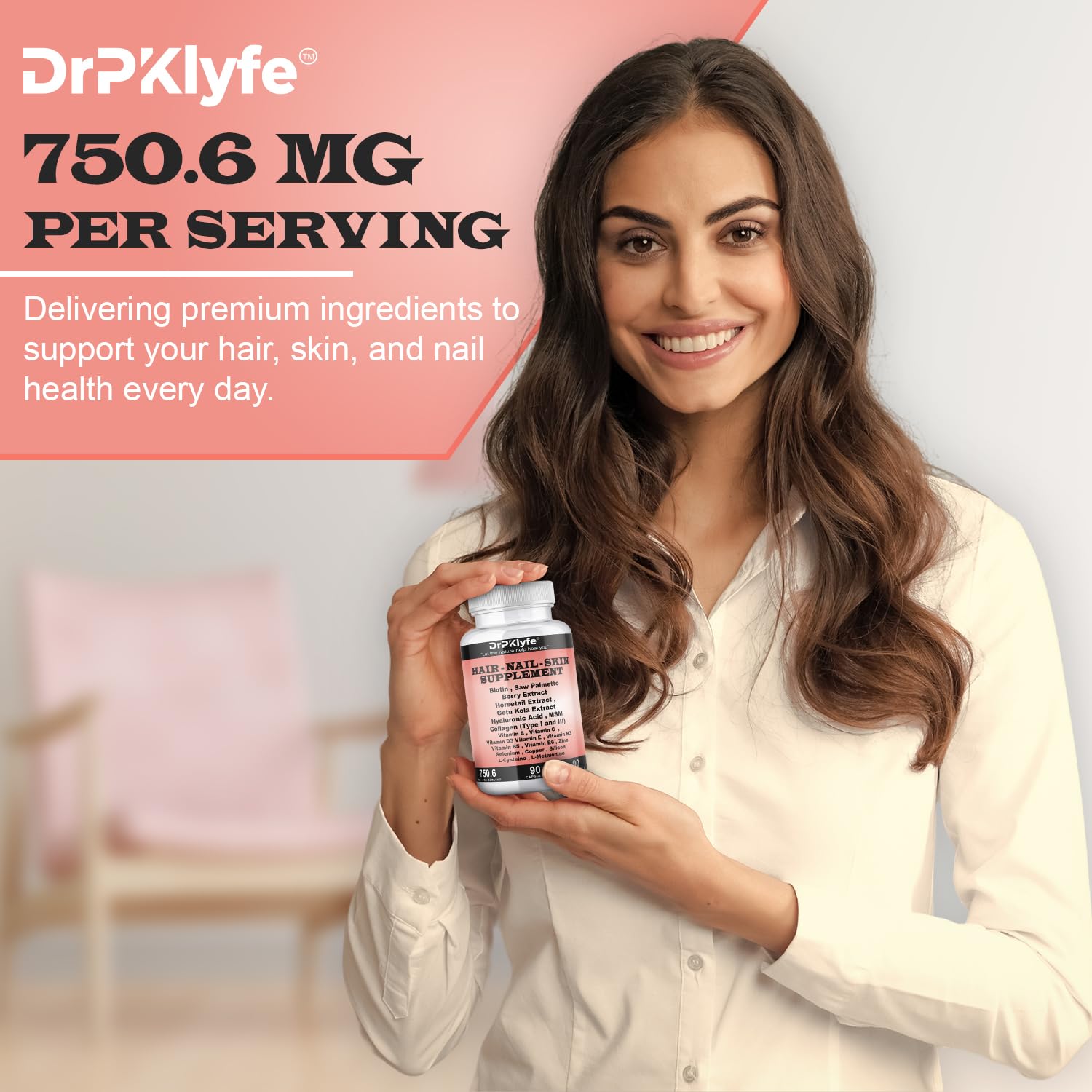 DrPKLyfe Hair, Nail and Skin Supplement Capsules:Biotin, Collagen, Collagen Peptides, Acid Hyaluronic, Biotin, Vitamin A, C, B5, B6 Saw Palmetto & More - 90 Capsules. DrPKLyfe buy supplements canada