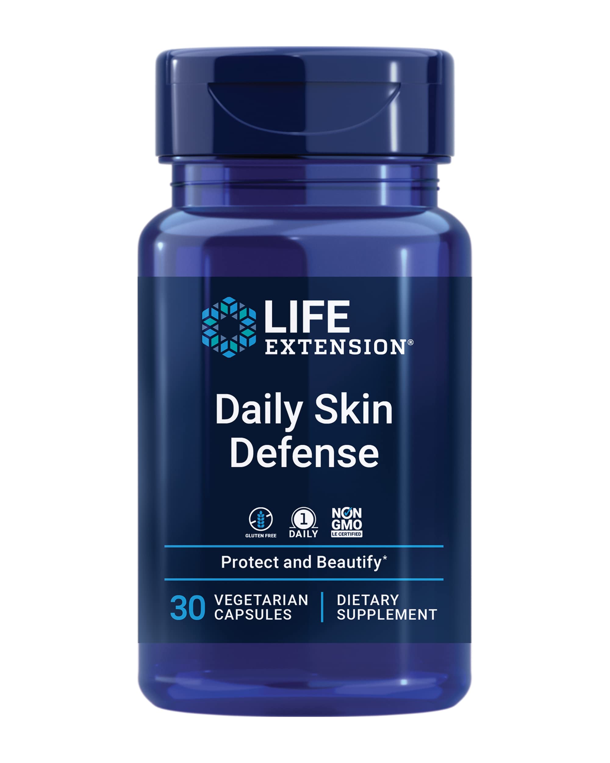 Life Extension Daily Skin Defense, Vitamin C, ceramides, Rosemary, Lemon Verbena, Helps Fight oxidative Stress & The Appearance of Wrinkles, Gluten-Free, Once-Daily, Non-GMO, Vegetarian, 30 Capsules Life Extension buy supplements canada
