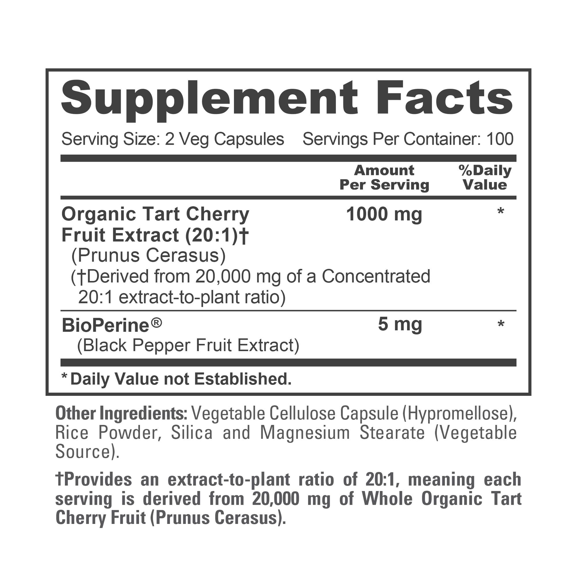 NusaPure Organic Tart Cherry 20:1 Extract, 1000 mg Equivalent to 20,000 mg 200 Veggie Caps (Vegan, Non-GMO) Bioperine NusaPure buy supplements canada