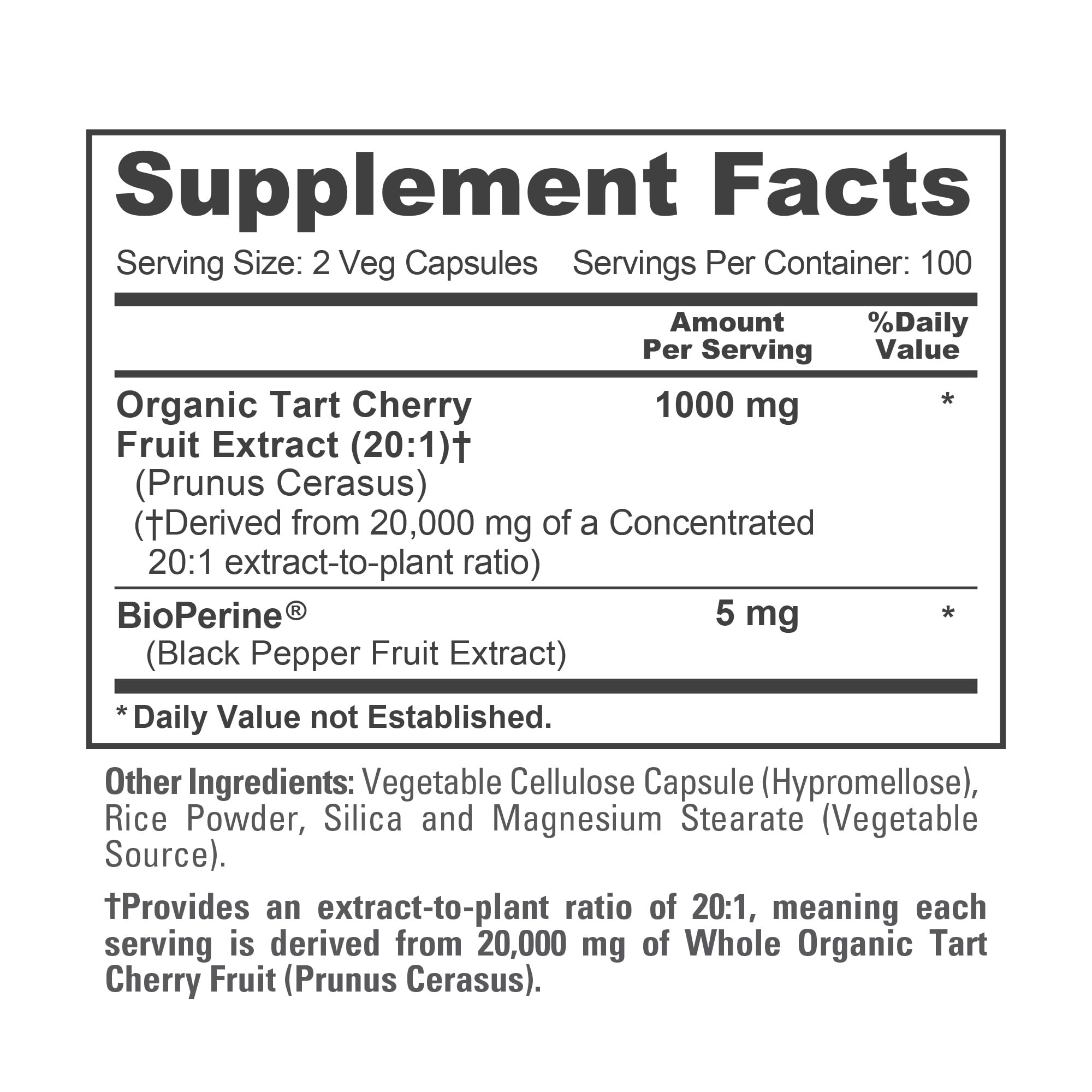 NusaPure Organic Tart Cherry 20:1 Extract, 1000 mg Equivalent to 20,000 mg 200 Veggie Caps (Vegan, Non-GMO) Bioperine NusaPure buy supplements canada