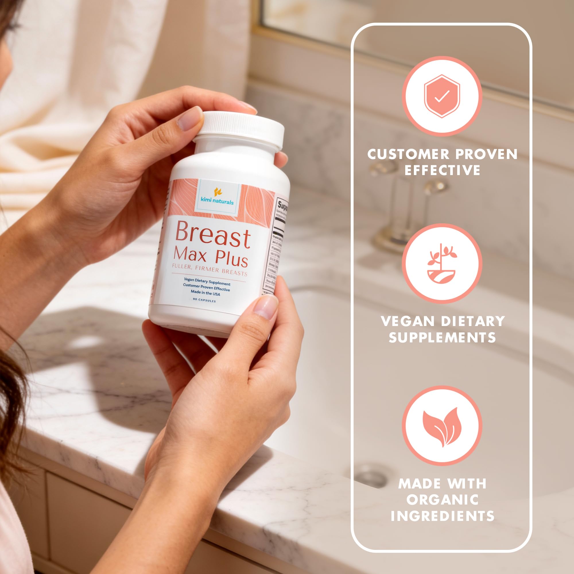 KIMI Naturals Breast Max Plus - Breast Enhancement Pills | Breast Enlargement Supplements with Fenugreek, Breast Growth, Supports Breast Firmness | 90 Capsules KIMI buy supplements canada