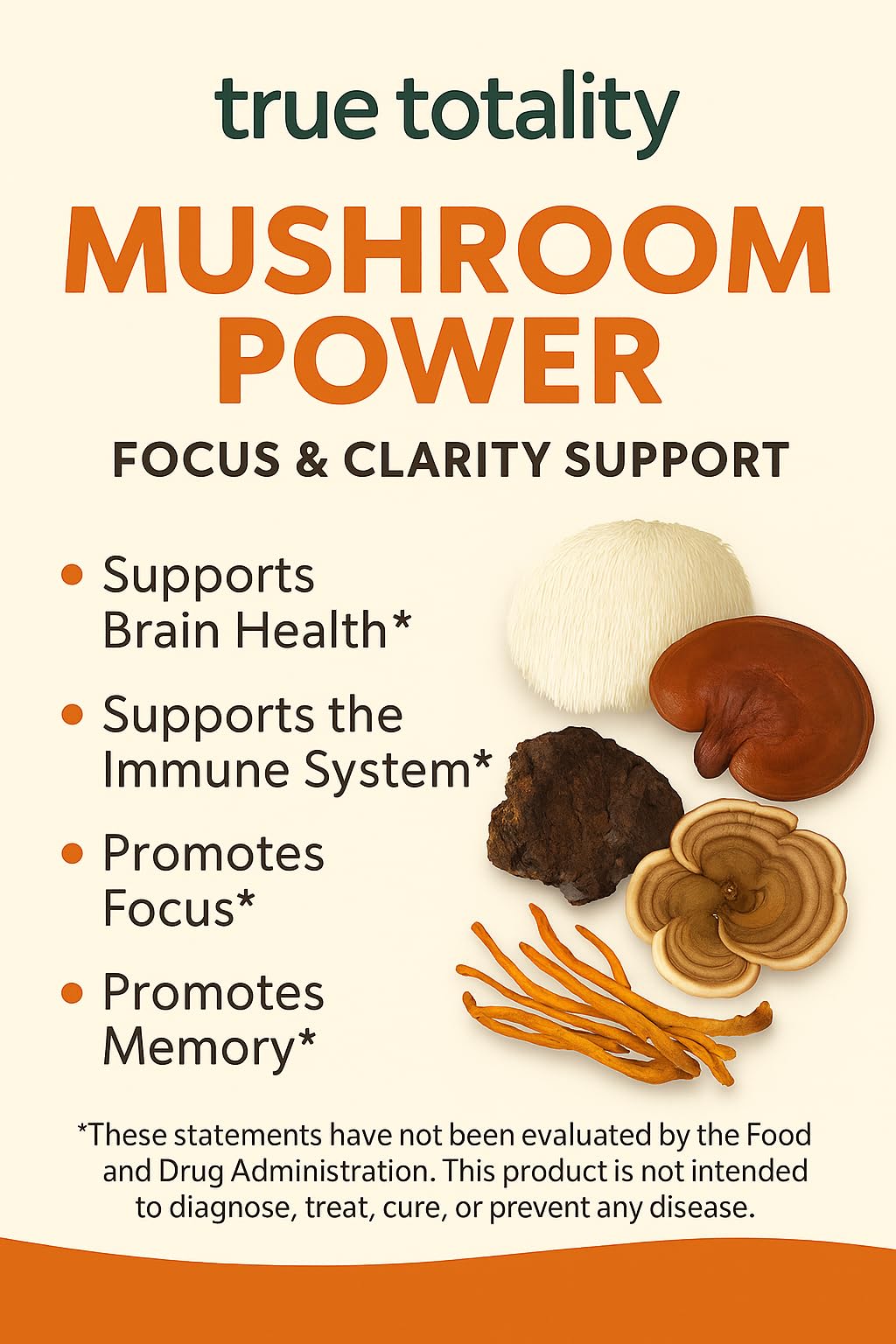 Mushroom Complex Capsules with Lion’s Mane, Reishi, Cordyceps, Chaga & Turkey Tail – True Totality Mushroom Power – Immune, Energy & Focus Support – 90 Vegan Capsules True Totality buy supplements canada