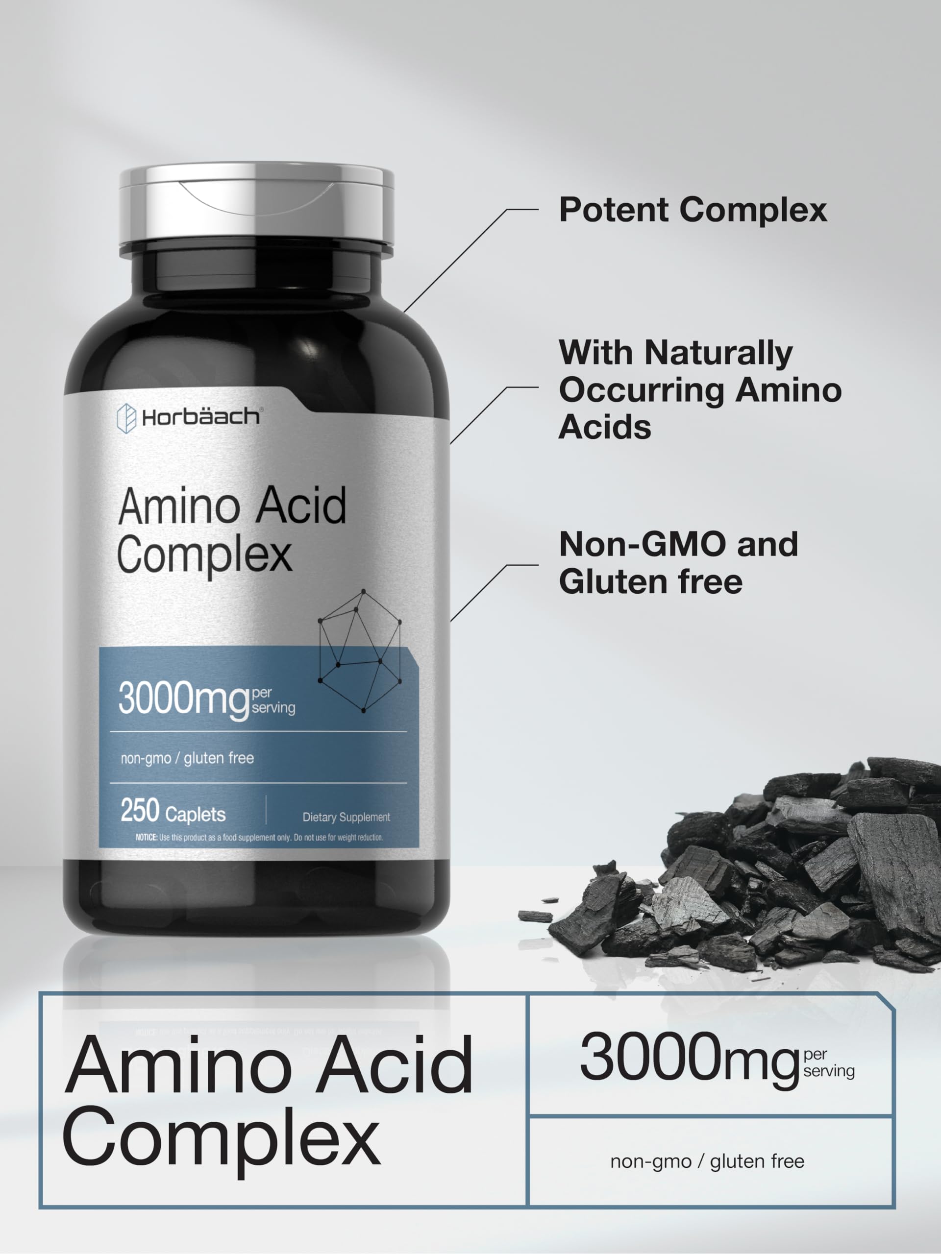 Horbäach Amino Acid Complex 3000mg | 250 Caplets | Non-GMO, Gluten Free Supplement Horbäach buy supplements canada