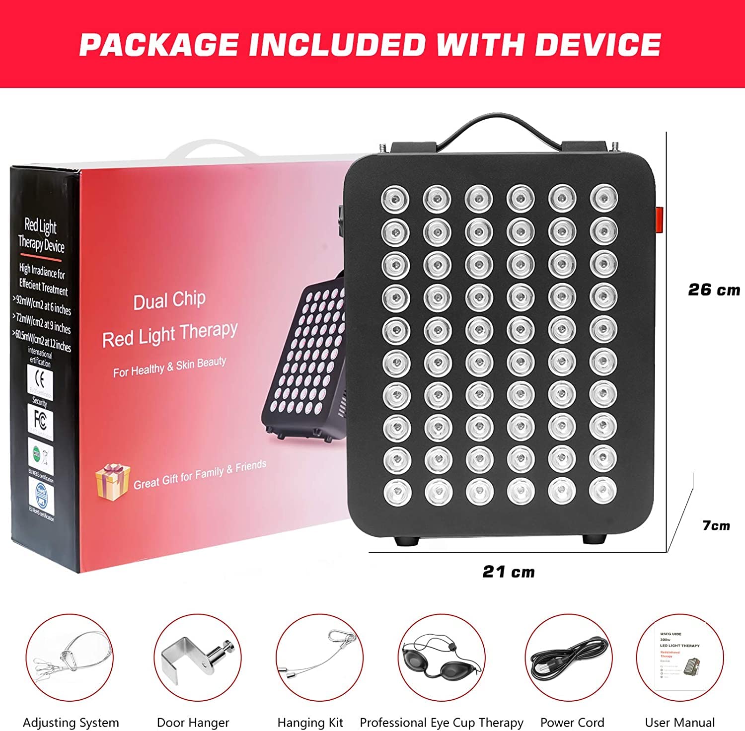 Red Light Therapy Device - Near Infrared Light Therapy with Timer, 60 Clinical Grade LEDs ECOGUN buy supplements canada