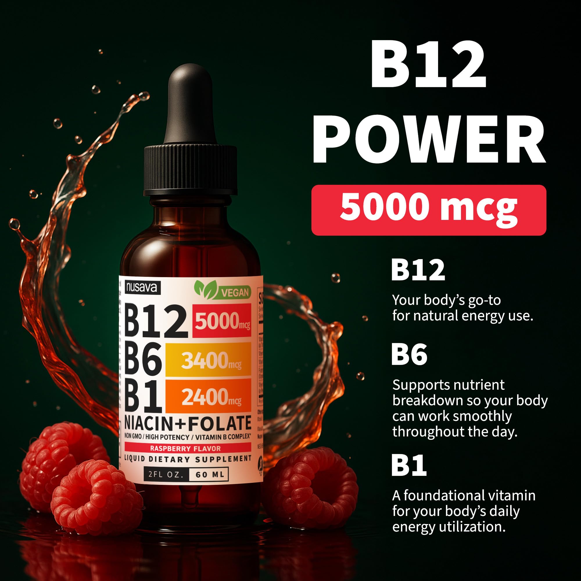 (2 Pack) Vitamin B12 and B6 Liquid Drops, B12 Sublingual Vitamin B Complex - B 12 Vitamin 5000mcg - B12 Methylcobalamin for Energy NUSAVA buy supplements canada