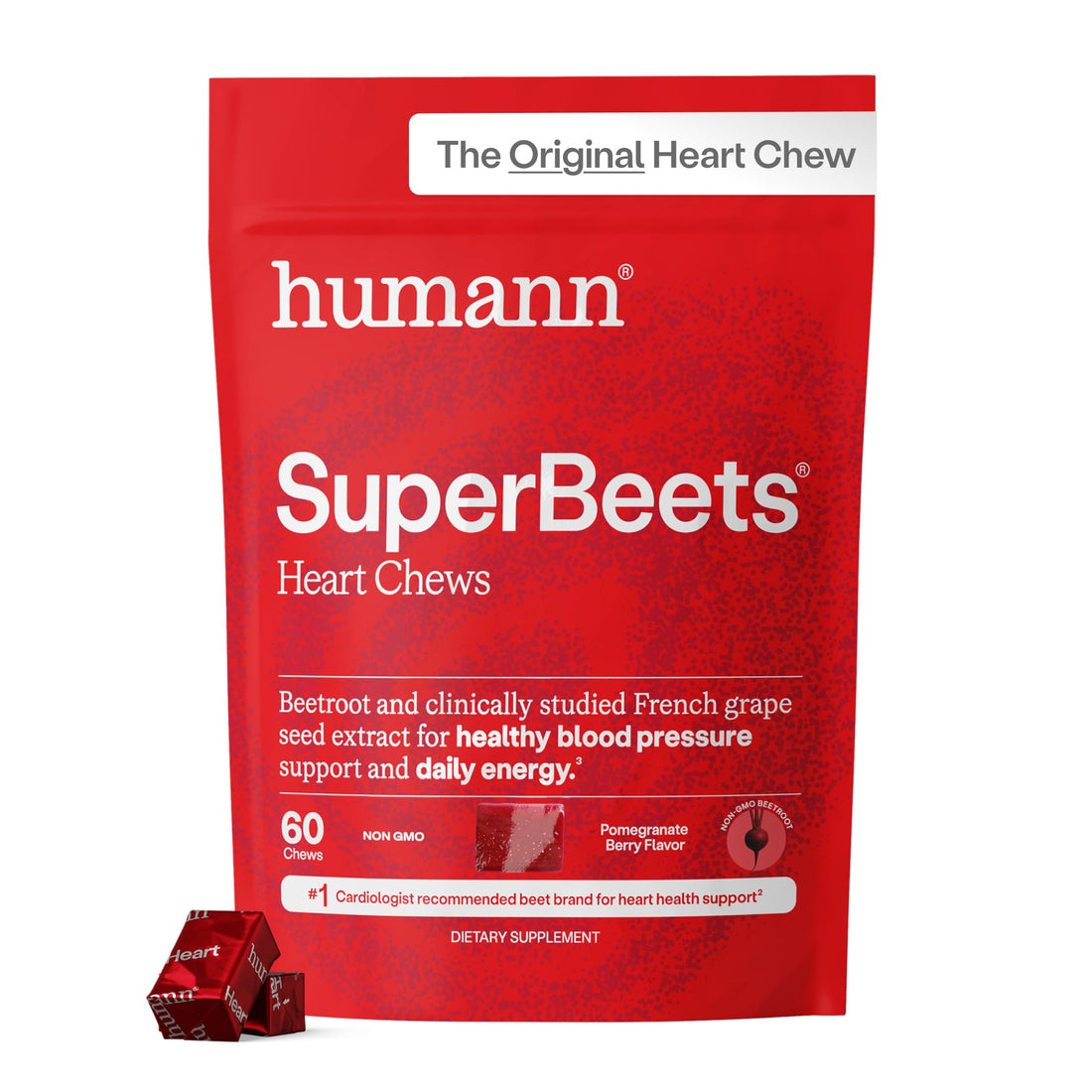 Humann SuperBeets Heart Chews, Beet Root Powder Support Energy Supplement, Nitric Oxide and Blood Pressure Support, Grape Seed Extract & Non-GMO Humann buy supplements canada