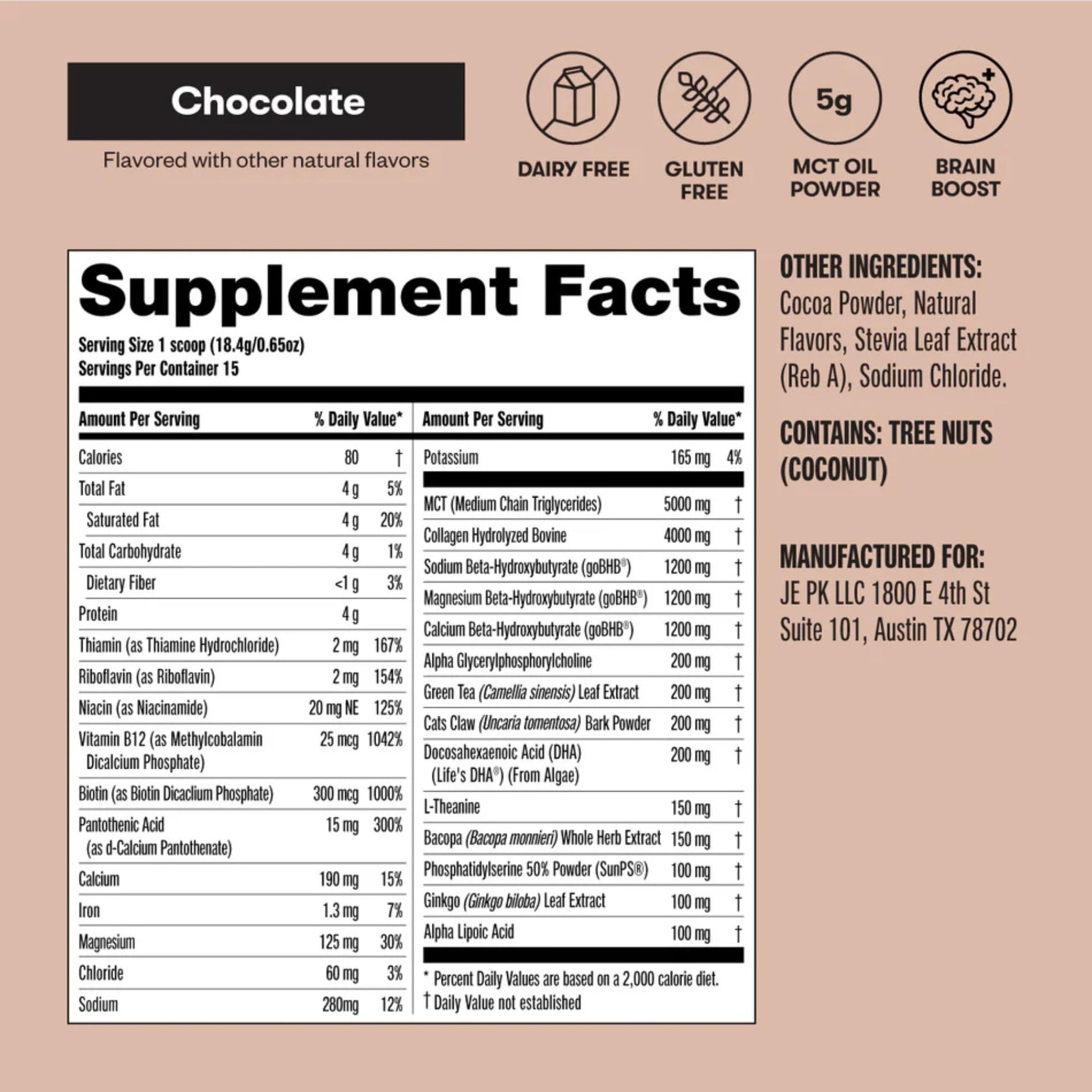 Perfect Keto Nootropic Brain Support, Caffeine Free Focus and Energy Supplement with Alpha Lipoic Acid, L Theanine, Ginkgo Biloba, Alpha GPC, MCT's, Collagen, Ketones, Chocolate Drink Mix, 15 Servings Perfect Keto buy supplements canada