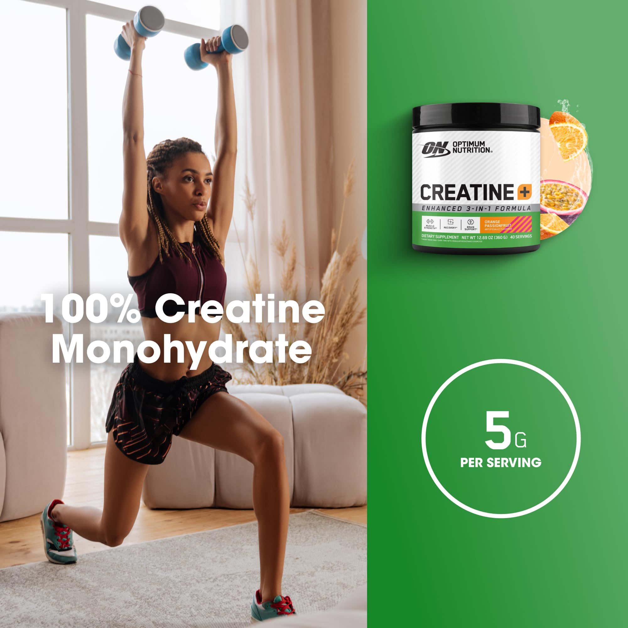 Optimum Nutrition Creatine Monohydrate Plus Powder, Orange Passionfruit Flavored Creatine Performance Blend With Electrolytes for Hydration, Added Vitamins, 40 Servings, 360 Grams (Packaging May Vary) Optimum Nutrition buy supplements canada
