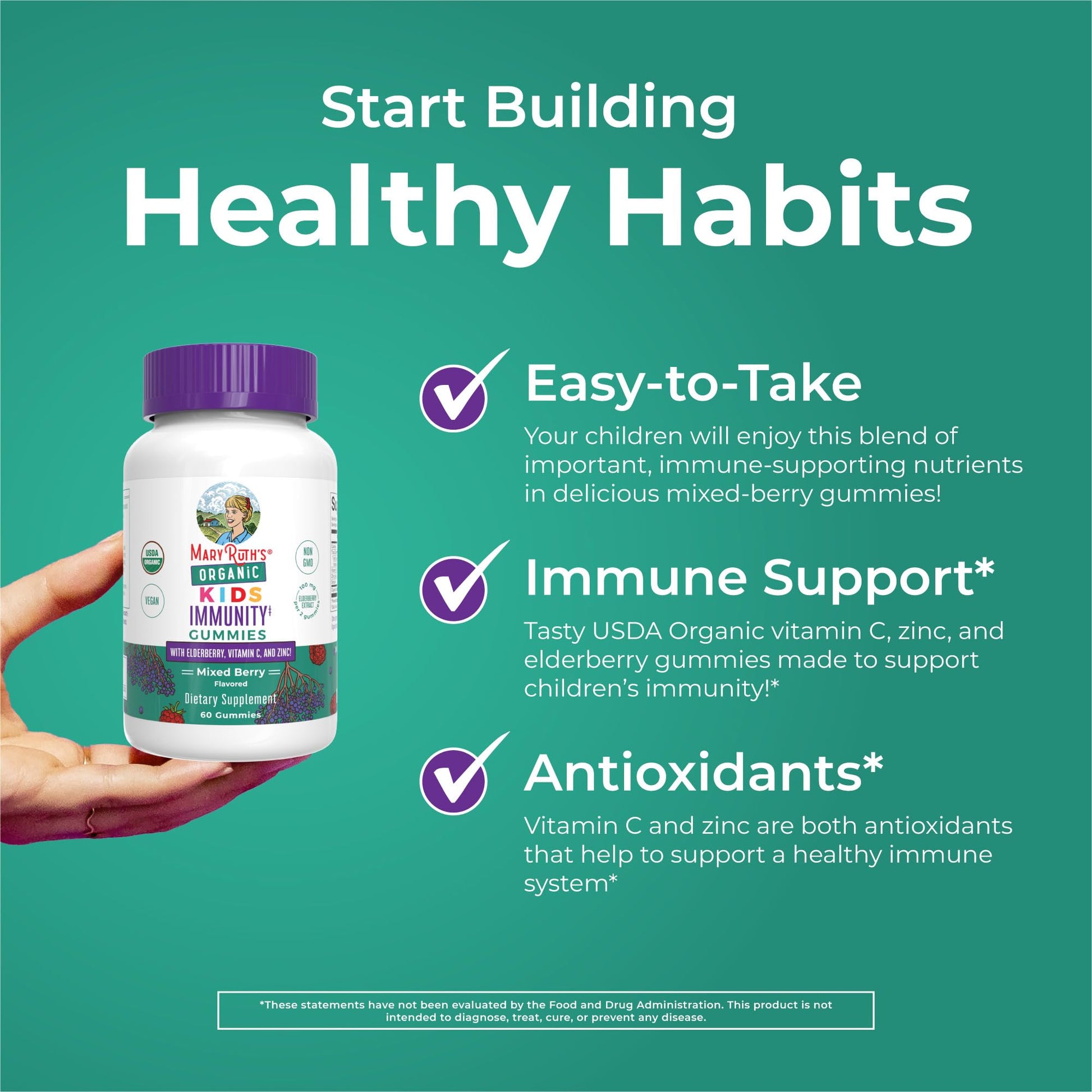 MaryRuth Organics Kids Immune Support Gummies | USDA Organic | Vitamin C, Zinc, and Elderberry Gummies for Kids| Immune Support for Ages 4+ | Vegan MARYRUTH'S buy supplements canada