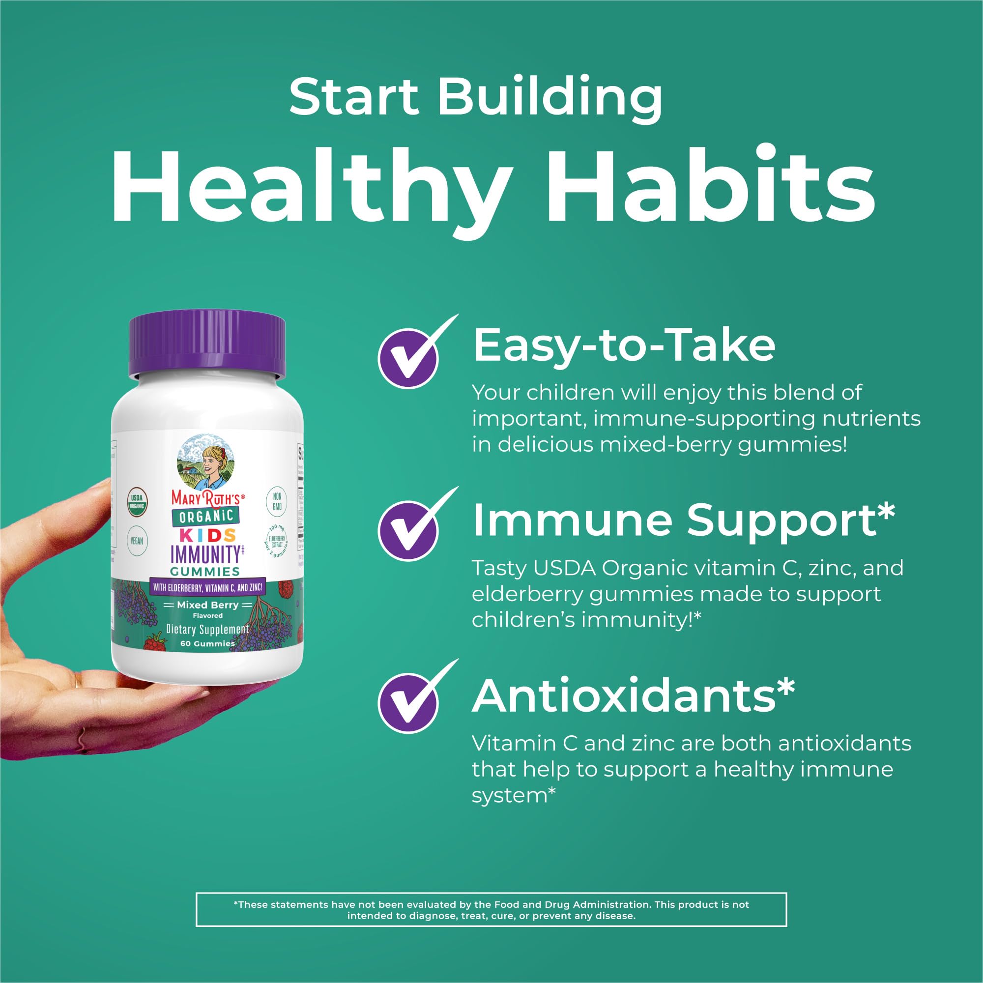 MaryRuth Organics Kids Immune Support Gummies | USDA Organic | Vitamin C, Zinc, and Elderberry Gummies for Kids| Immune Support for Ages 4+ | Vegan MARYRUTH'S buy supplements canada