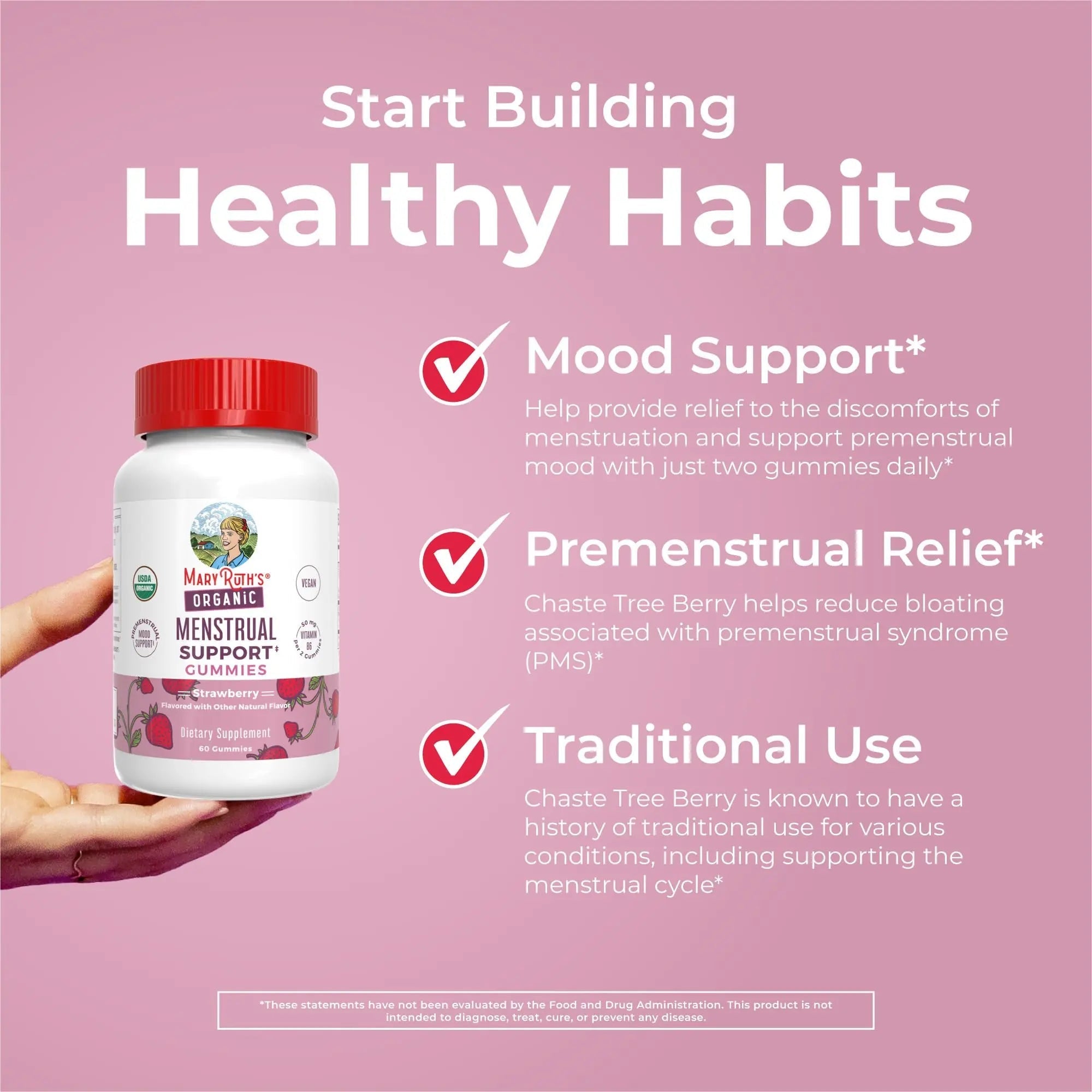 Organic Menstrual Support Gummies by MaryRuth's | for The Relief of Common Symptoms of Premenstrual Syndrome | PMS Support | Premenstrual Mood Support | USDA Organic | Non-GMO | Vegan | 30 Servings MARYRUTH'S buy supplements canada