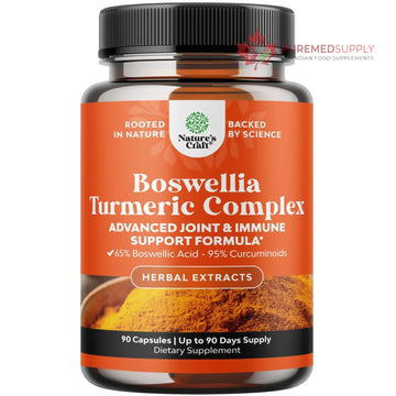 Boswellia Extract Capsules with Turmeric - Advanced Immune Health Support Supplement - Turmeric & Boswellia Serrata Capsules 500mg per Serving for Body Detox & Healthy Joints - 90 Count Natures Craft buy supplements canada