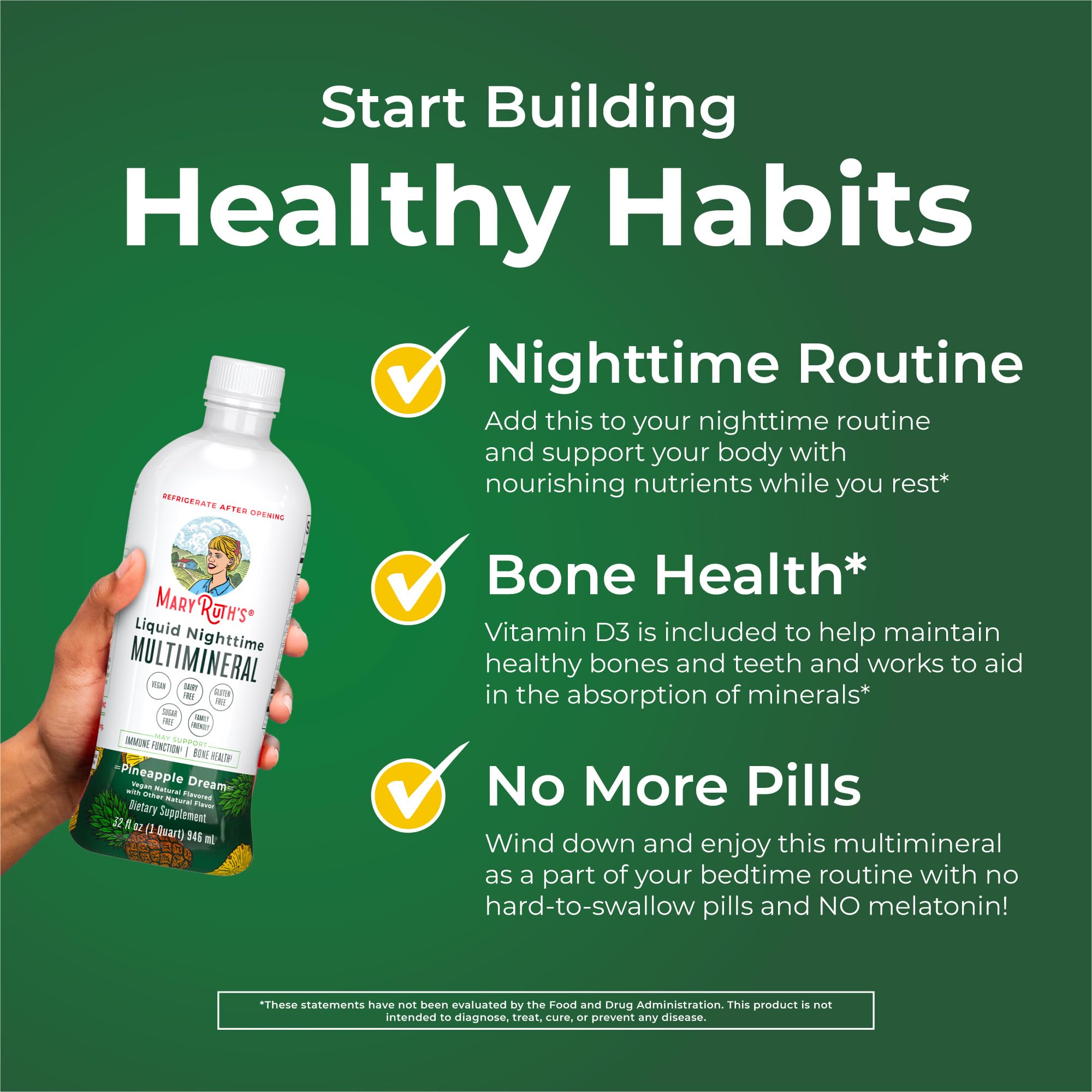 MaryRuth Organics Liquid Nighttime Multimineral | NO Melatonin | Magnesium Citrate | Calcium | Zinc | Vitamin D3| Available in 4 Flavors | Vegan | Sugar Free | Gluten Free | 32 Oz MARYRUTH'S buy supplements canada