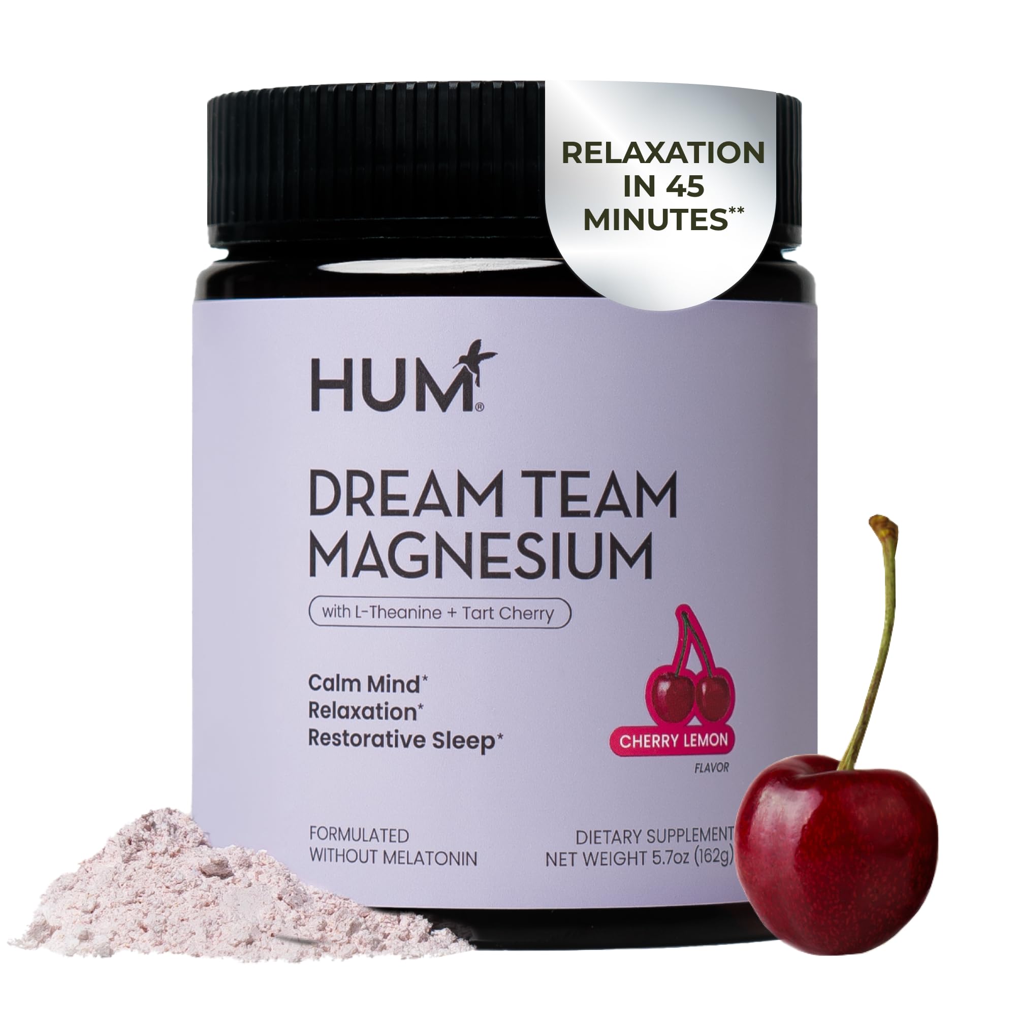 Hum Nutrition Dream Team Magnesium Bisglycinate Powder, L Theanine & Tart Cherry Magnesium Supplement Drink Mix, Support Rest, Relaxation & Sleep Routine, Gluten Free, Vegan, Cherry Lemon, 30 Servings HUM buy supplements canada