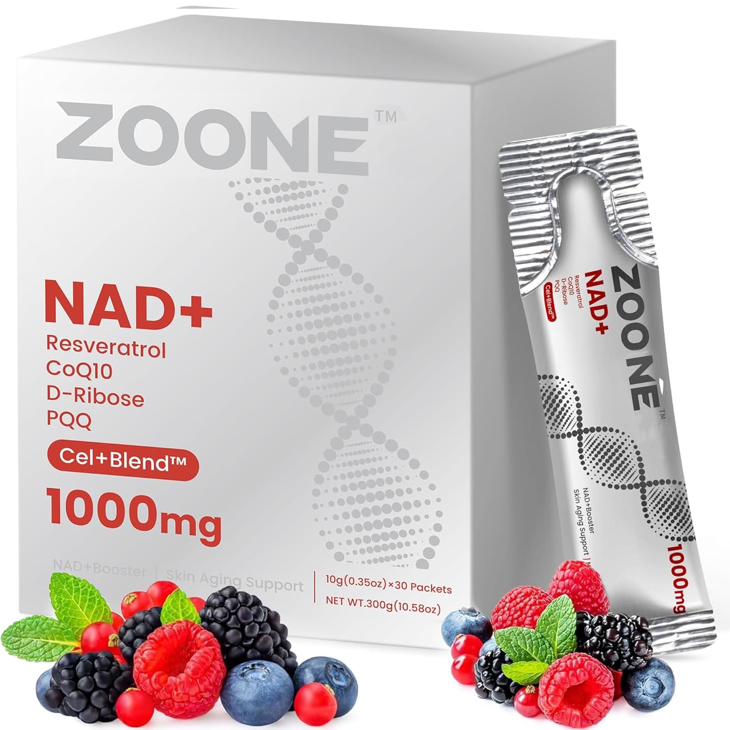 Zoone NAD Resveratrol Supplement, NAD+ Liquid Supplement 1000mg, with Nicotinamide Riboside, Resveratrol & PQQ, NAD Supplements for Men & Women, Healthy Aging & Boosts Cellular Energy – 30 Packs Zoone buy supplements canada