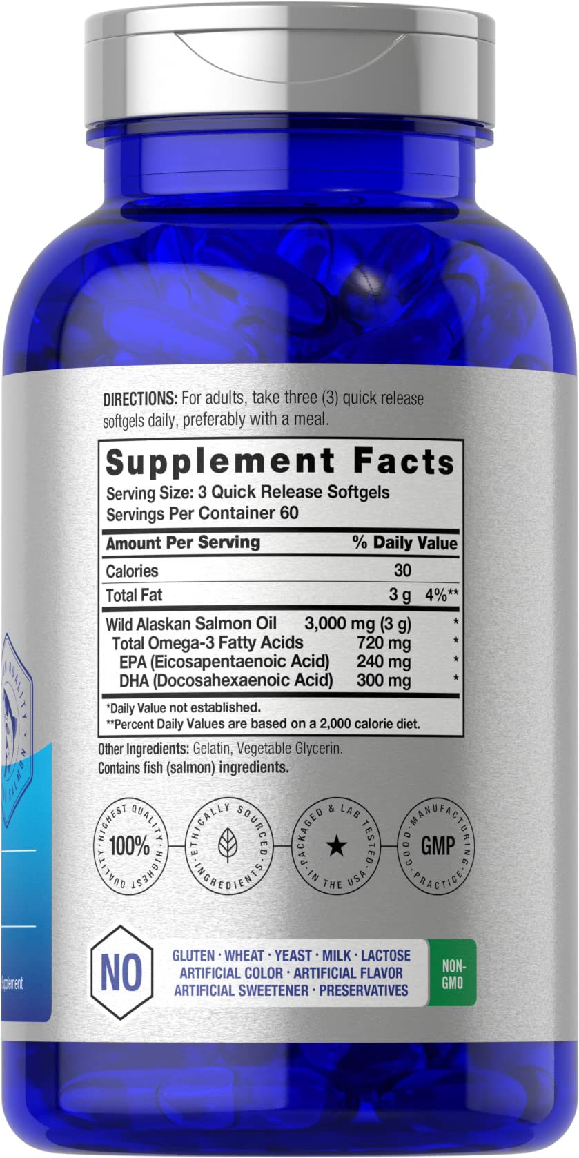 Wild Alaskan Salmon Fish Oil | 180 Softgel Capsules | Gluten Free, Non-GMO | High Potency Horbäach buy supplements canada