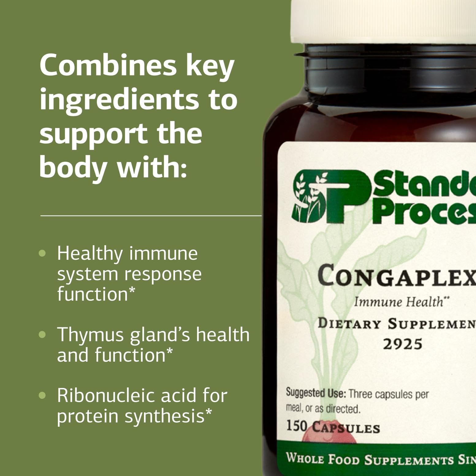 Standard Process Inc. Congaplex - Thymus Gland Support Supplement - Immune Health with Calcium Lactate, Magnesium, Vitamin C & Vitamin A - Immune System Aid with Mushroom Powder - 150 Capsules Standard Process Inc. buy supplements canada