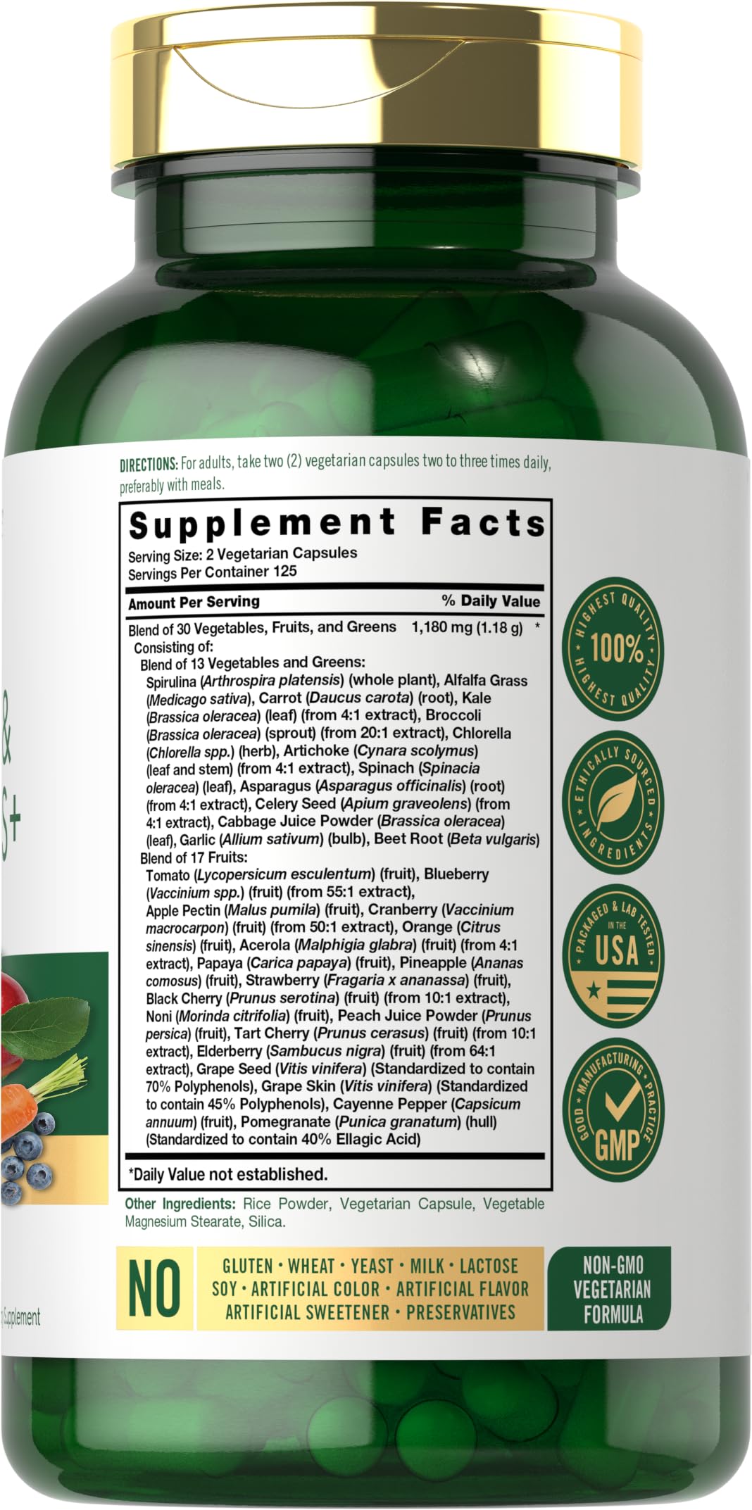 Carlyle Fruits and Veggies Supplement | 250 Capsules | Made with 30 Fruits and Vegetables | Vegetarian, Non-GMO, Gluten Free Superfood Formula Carlyle buy supplements canada