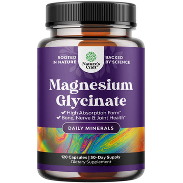 Pure Magnesium Glycinate Supplement 500mg - Magnesium for Sleep and Rest Capsules for Men & Women - Unflavored Vegan High Absorption Pills for Relaxation Support - 120 Count Natures Craft buy supplements canada