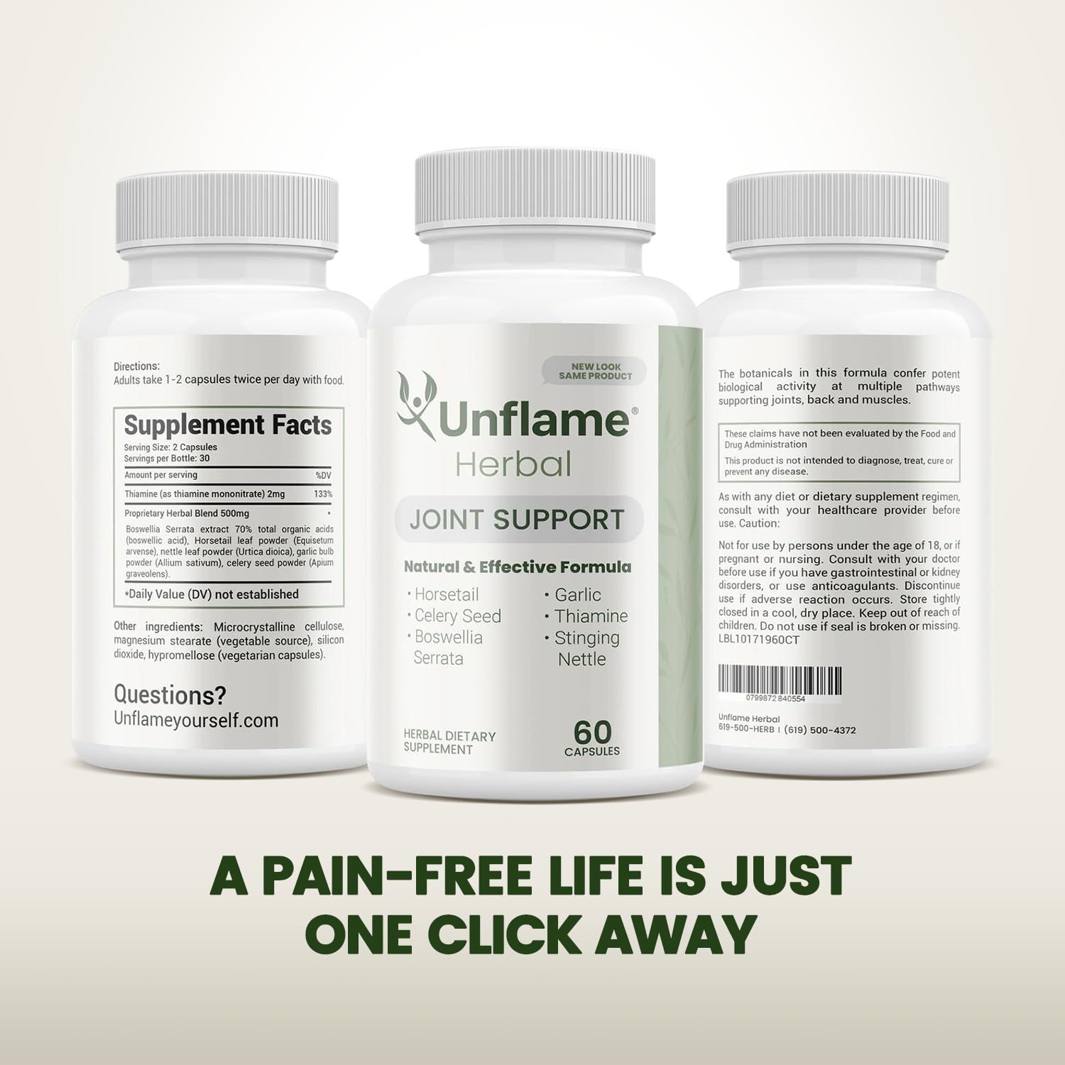 Unflame Herbal Supplement – Botanical Support for Joints, Back, and Muscles – 60 Capsules – Natural Herbal Blend – Dietary Supplement Unflame buy supplements canada