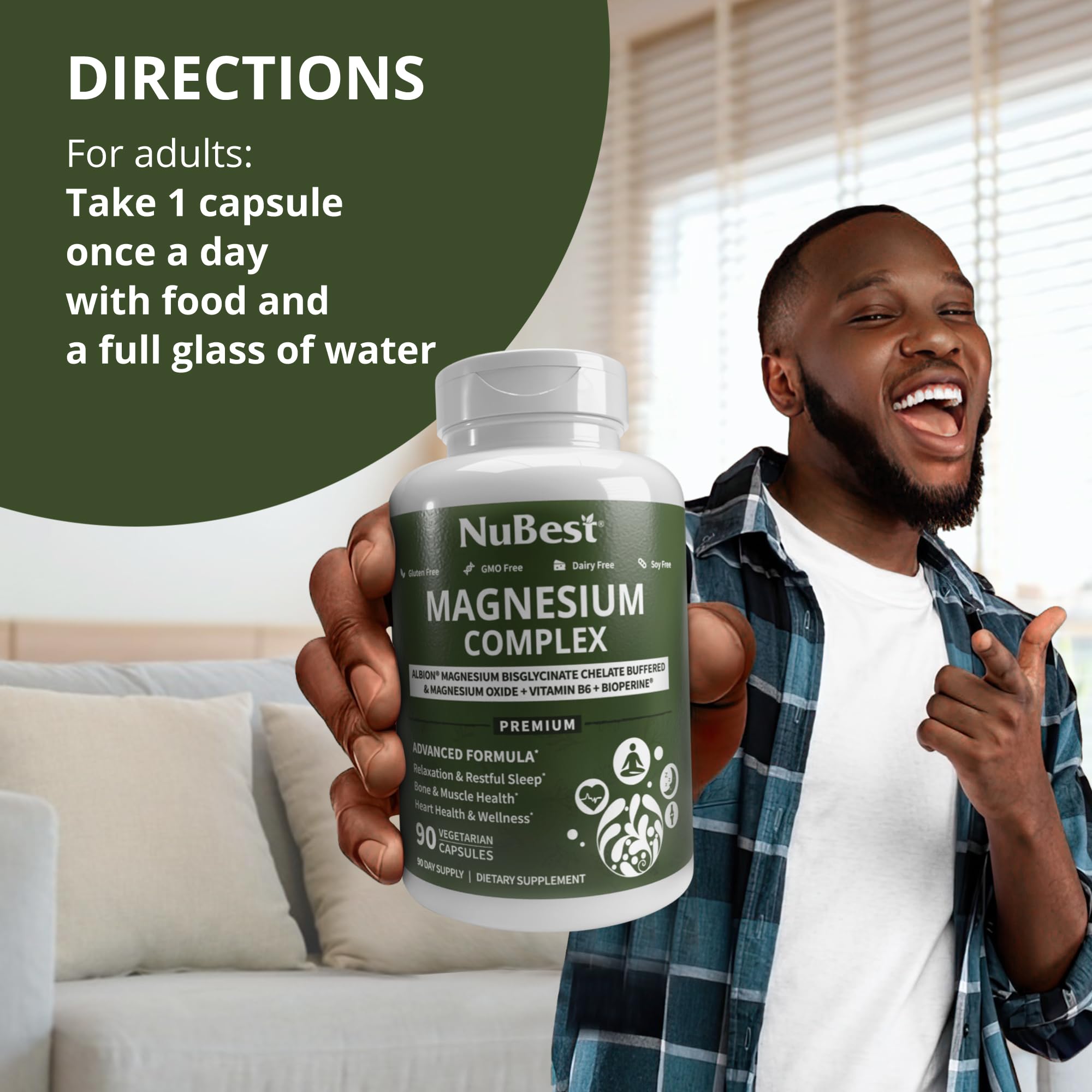 Magnesium Glycinate Chelate Complex with Albion Magnesium Bisglycinate Chelate, Vitamin B6 & BioPerine for Bone, Muscle, Natural Sleep, NuBest buy supplements canada