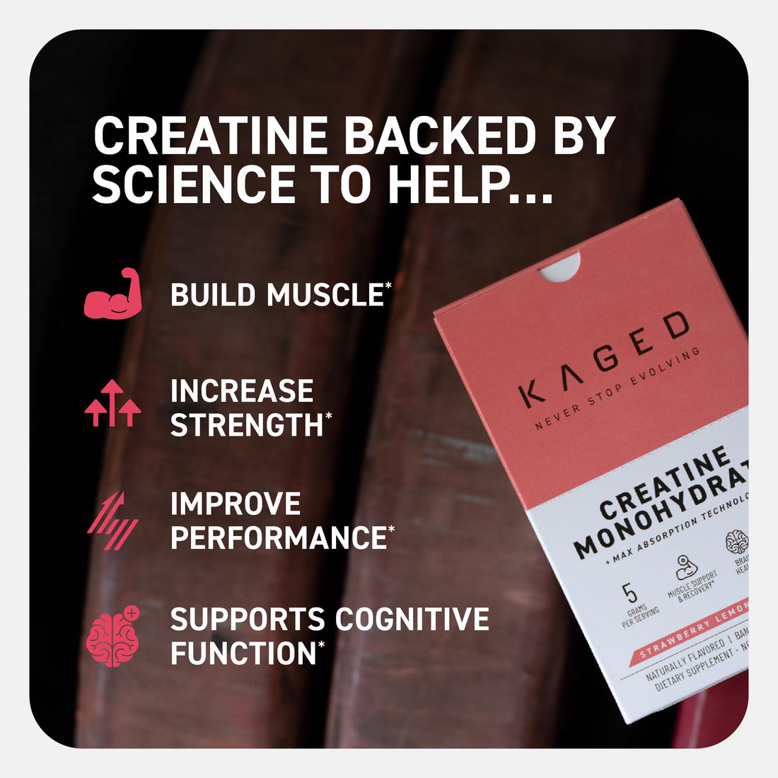 Kaged Creatine Monohydrate + Max Absorption Technology | Micronized Powder Stick Packs | Strawberry Lemonade | Muscle Building & Recovery | Brain Health Kaged buy supplements canada