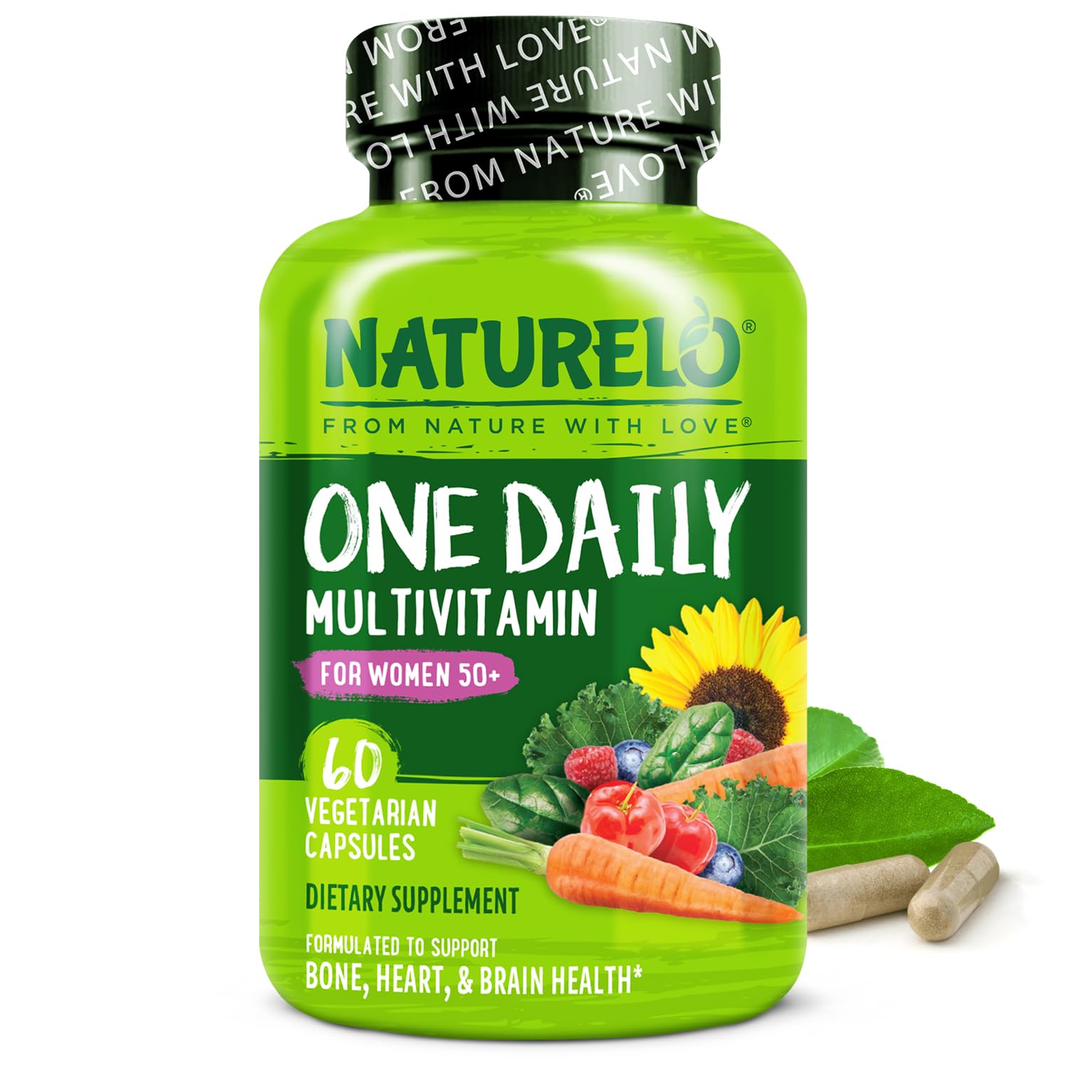 NATURELO One Daily Multivitamin for Women 50+ (Iron Free) - Menopause Support for Women Over 50 - Whole Food Supplement - Non-GMO - No Soy - 60 Capsules - 2 Month Supply NATURELO buy supplements canada