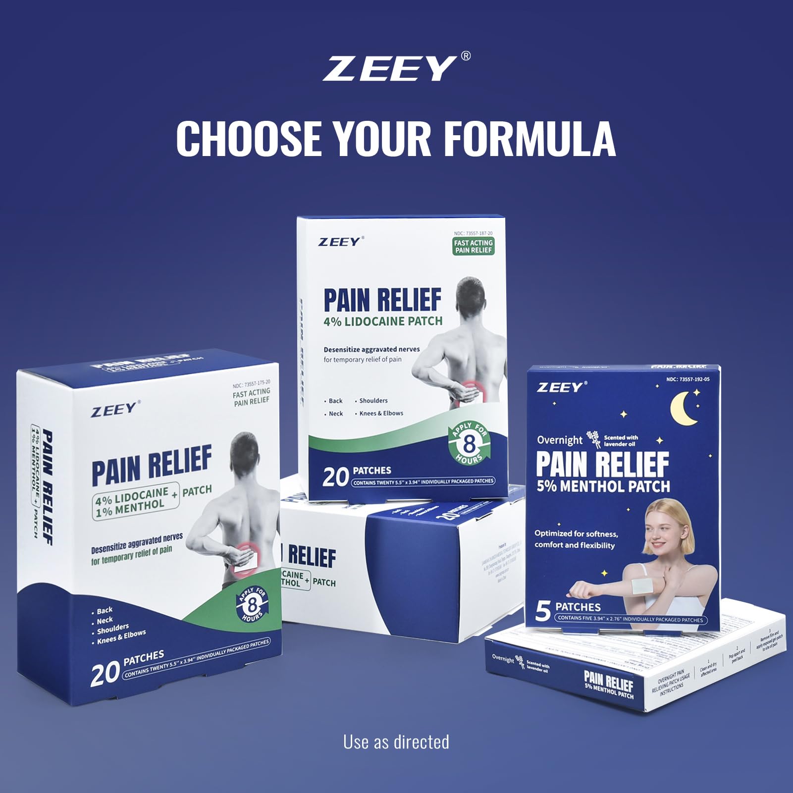 ZEEY 4% Lidocaine Pain Relief Patches, Maximum Strength OTC, for Back, Knee, Neck, Shoulders, Joints, Muscle Soreness, Fast Acting, Topical Anesthetic, Large Gel Patch, 5.5" x 3.94", 40Ct ZEEY buy supplements canada