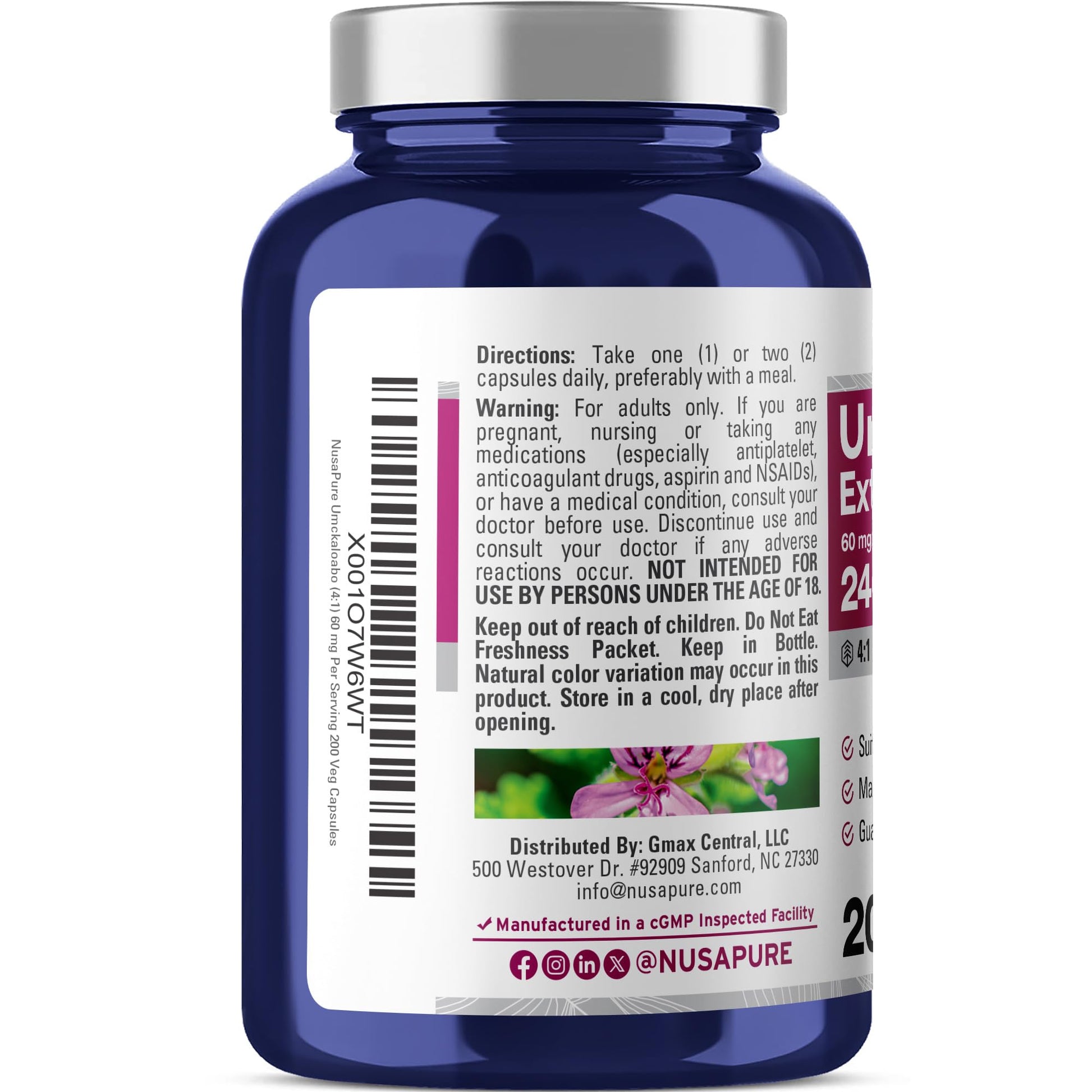 NusaPure Umckaloabo 4:1 Extract, 60 mg Equivalent to 240 mg Veggie Caps 200 Count (Non-GMO, Vegan) NusaPure buy supplements canada