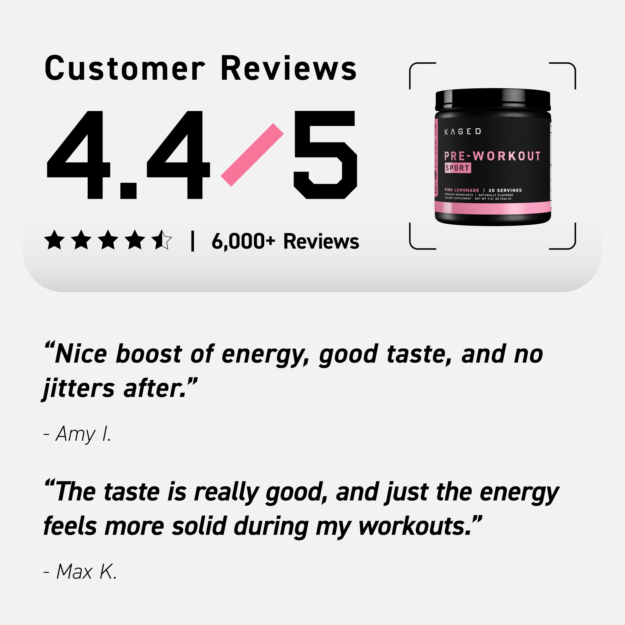 Kaged Sport Pre Workout Powder for Men & Women, Pink Lemonade, Sport Certified, 188mg Caffeine, Nitric Oxide, Beta Alanine, 20 Servings Kaged buy supplements canada