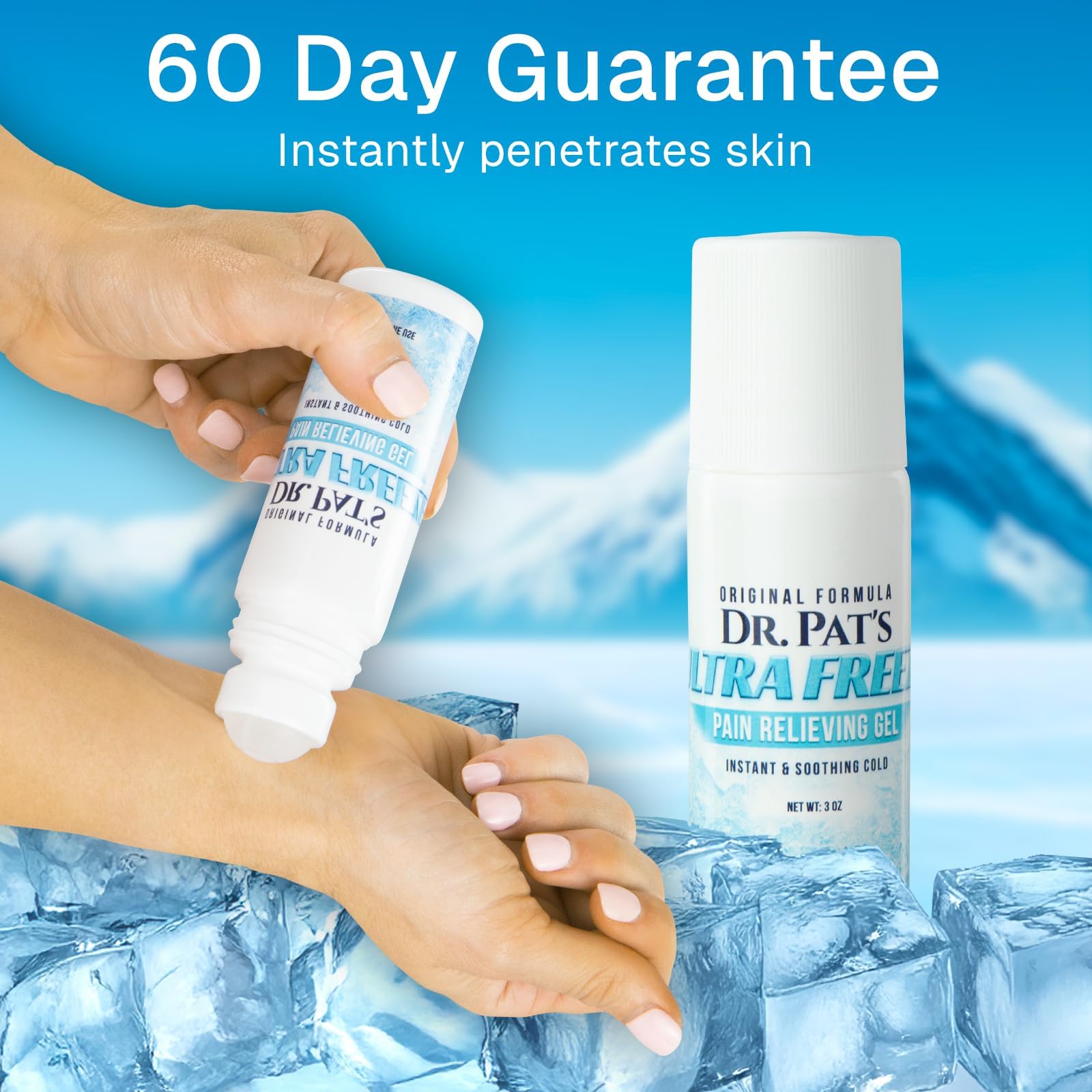 Ultra Freeze Roll-On Pain Relief Gel (3oz) - Joint & Muscle Therapy Rub for Arthritis, Neuropathy, Foot, and Joint - Cooling Topical Anti-Inflammatory (2 Pack) Ultra Freeze buy supplements canada