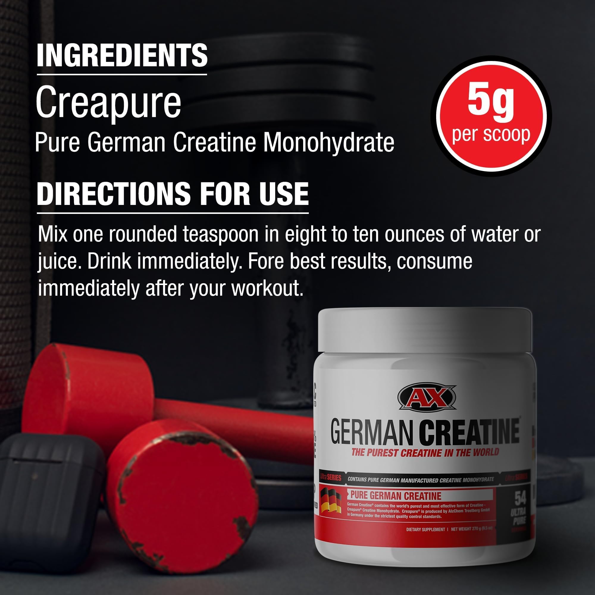 German Creatine - Micronized Creatine Monohydrate Powder, 99.99% Pure Creapure for Muscle Growth, Strength & Performance, Supports Muscle Recovery, 3rd Party Tested German Creatine buy supplements canada