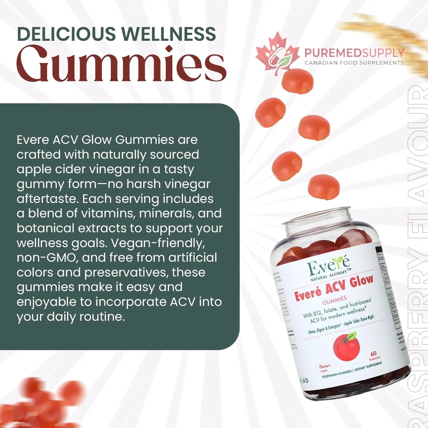 Everé ACV Glow Gummies – Apple Cider Vinegar with B12, B6, Iodine, Folate, Beetroot & Pomegranate – Daily Wellness Support for Energy & Balance The EverÉ Natural Alchemy buy supplements canada
