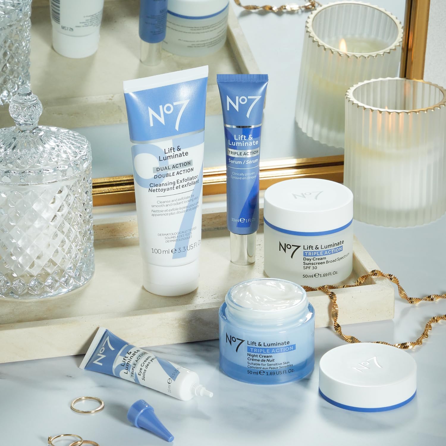 No7 Lift & Luminate Dual Action Cleansing & Exfoliating Face Wash - Gentle Face Exfoliator with Vitamin C, E & B5 No7 buy supplements canada