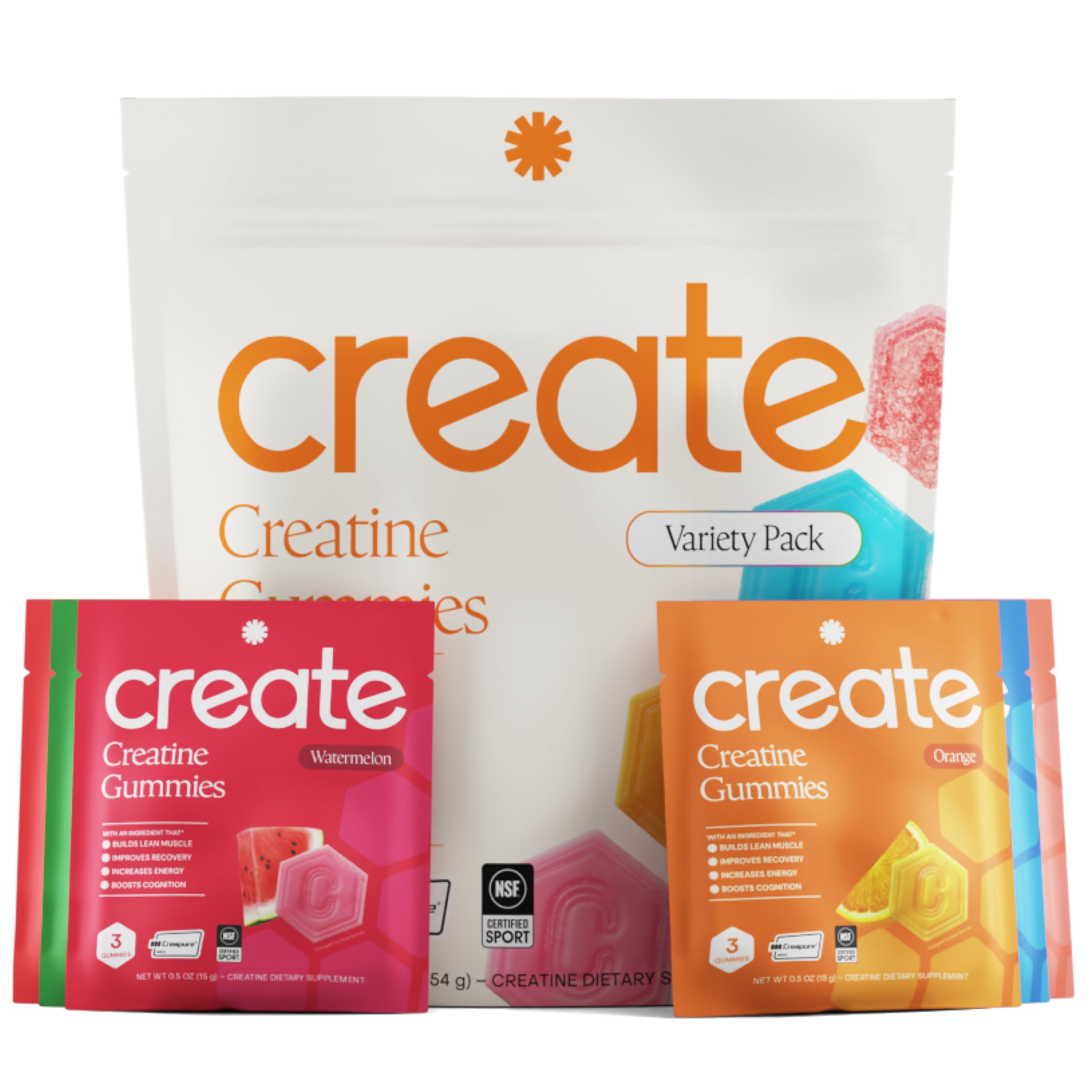 Create Creatine Gummies for Men & Women – NSF Certified, Made with Creapure Creatine Monohydrate, Great Tasting, Anti-Melting Formula, 30ct Standup Pouch, 90 Gummies (Variety Pack) Create buy supplements canada