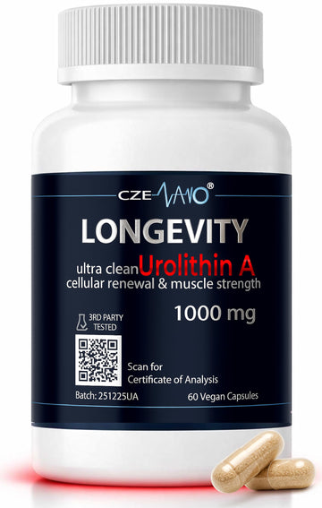 CzeNano Longevity – Ultra-Pure Urolithin A Supplement 1000 mg | Mitochondrial Support, Cellular Energy & Muscle Strength | Third-Party Tested COA | 60 Vegan Capsules CzeNano buy supplements canada