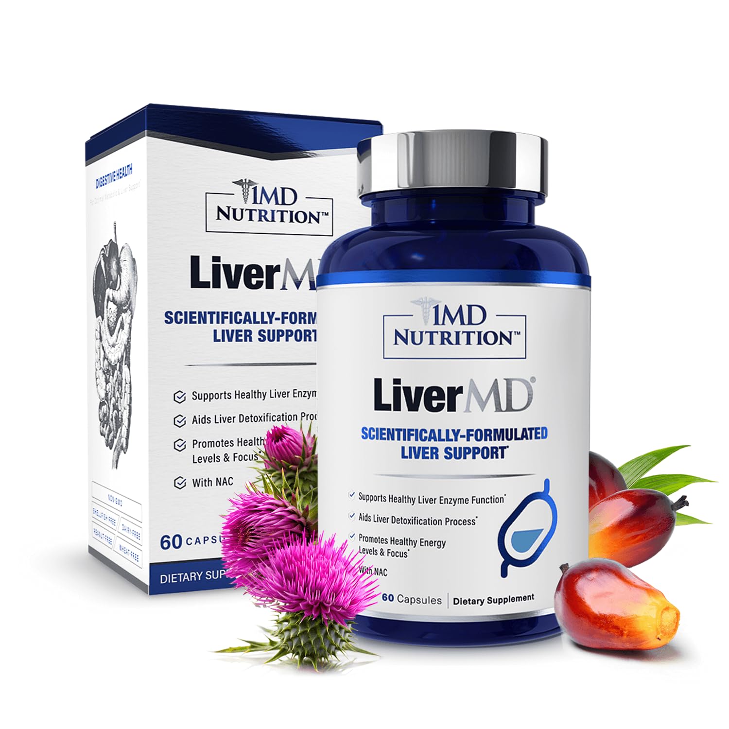 1MD Nutrition LiverMD - Liver Support Supplement | Siliphos Milk Thistle Extract & NAC - Supports Healthy Energy, Immunity & Overall Health 1MD Nutrition buy supplements canada