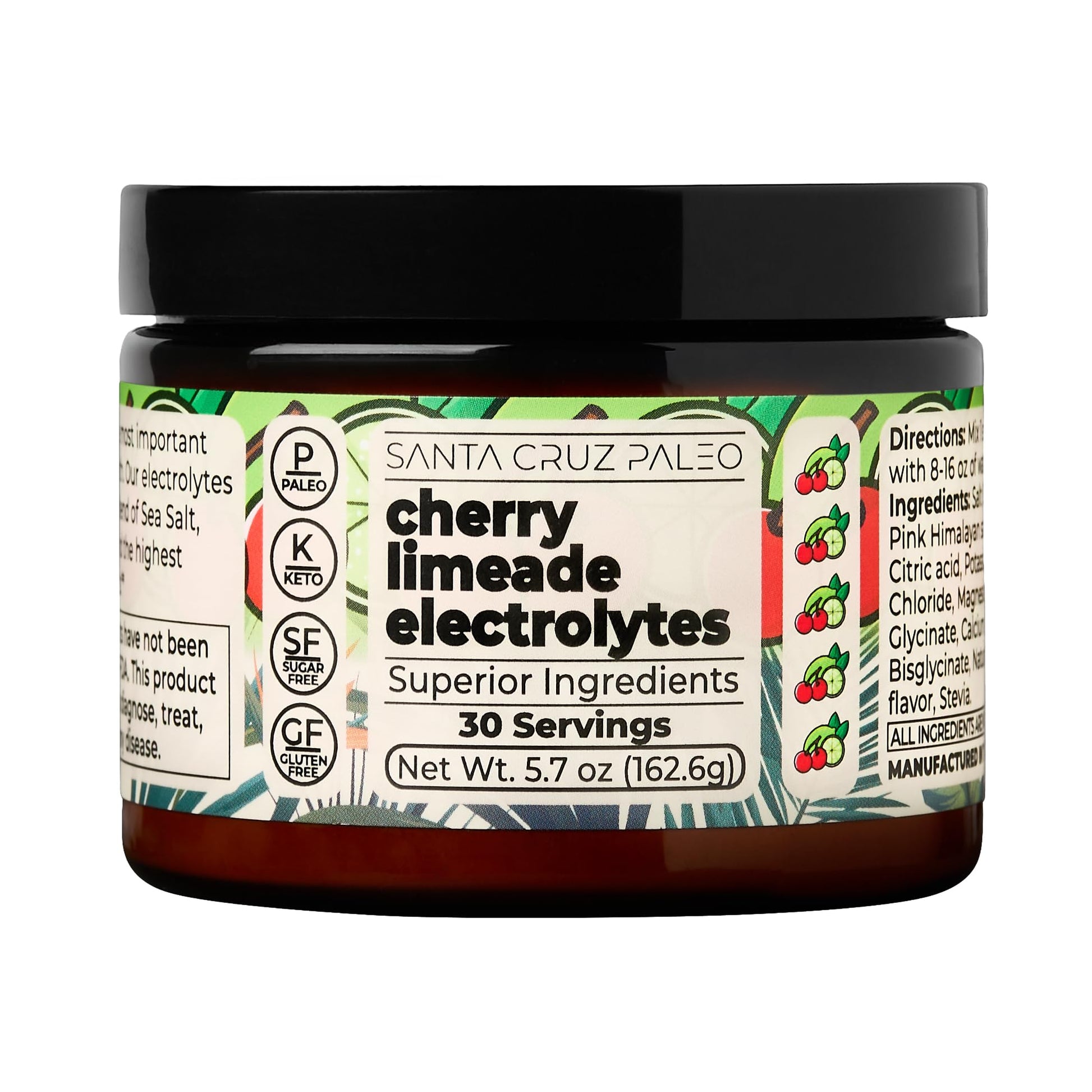 Santa Cruz Paleo Electrolyte Powder, Cherry Limeade, Sugar Free Hydration Drink Mix with Himalayan Pink Salt, Sea Salt, Magnesium Glycinate, Potassium Chloride Santa Cruz Paleo buy supplements canada